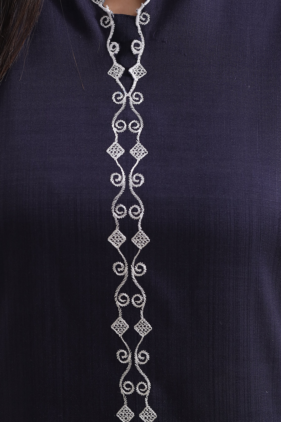 Solid Embroidered Khaddar Stitched 2 Piece (Shirt/Trouser) - Image 3