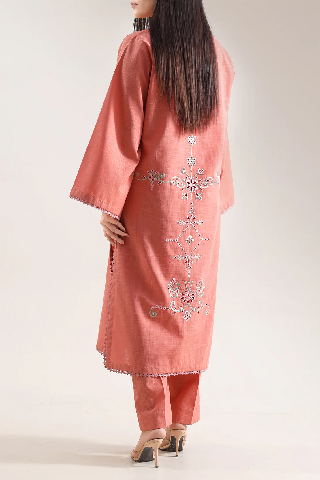 Solid Embroidered Khaddar Stitched 2 Piece (Shirt/Trouser) - Image 3