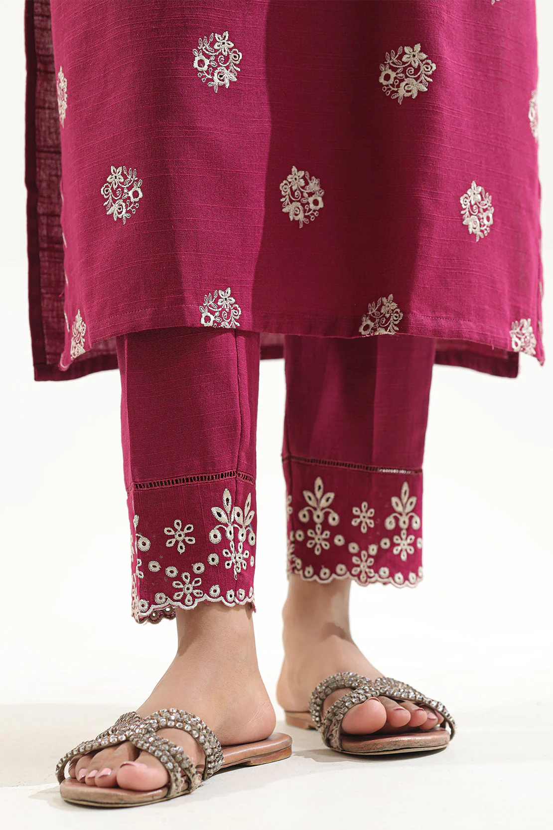 Solid Embroidered Khaddar Stitched 2 Piece (Shirt/Trouser) - Image 6