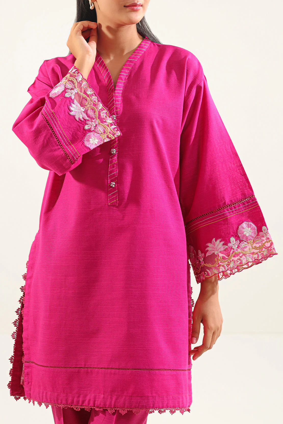 Solid Embroidered Khaddar Stitched 2 Piece (Shirt/Trouser) - Image 4