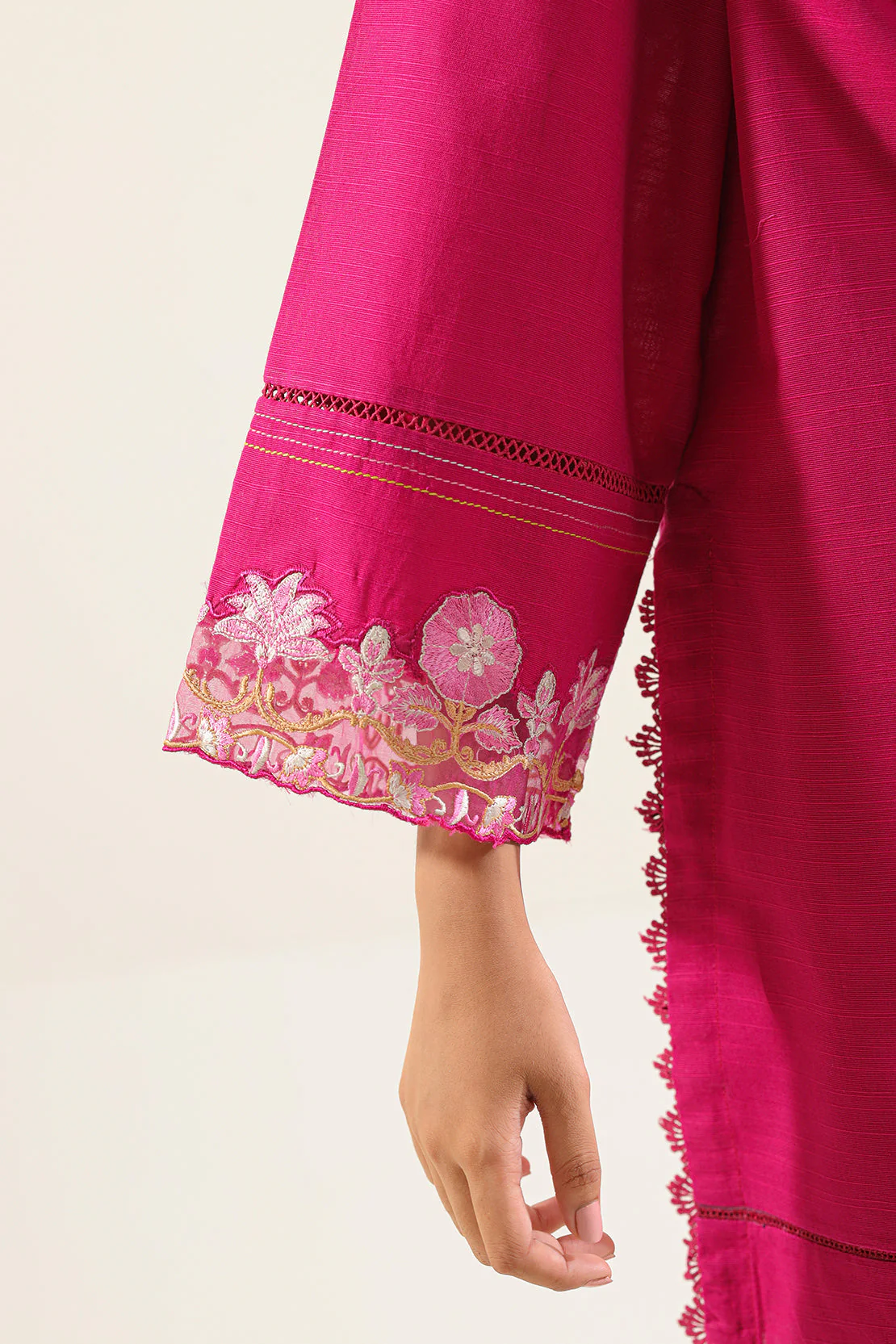 Solid Embroidered Khaddar Stitched 2 Piece (Shirt/Trouser) - Image 6