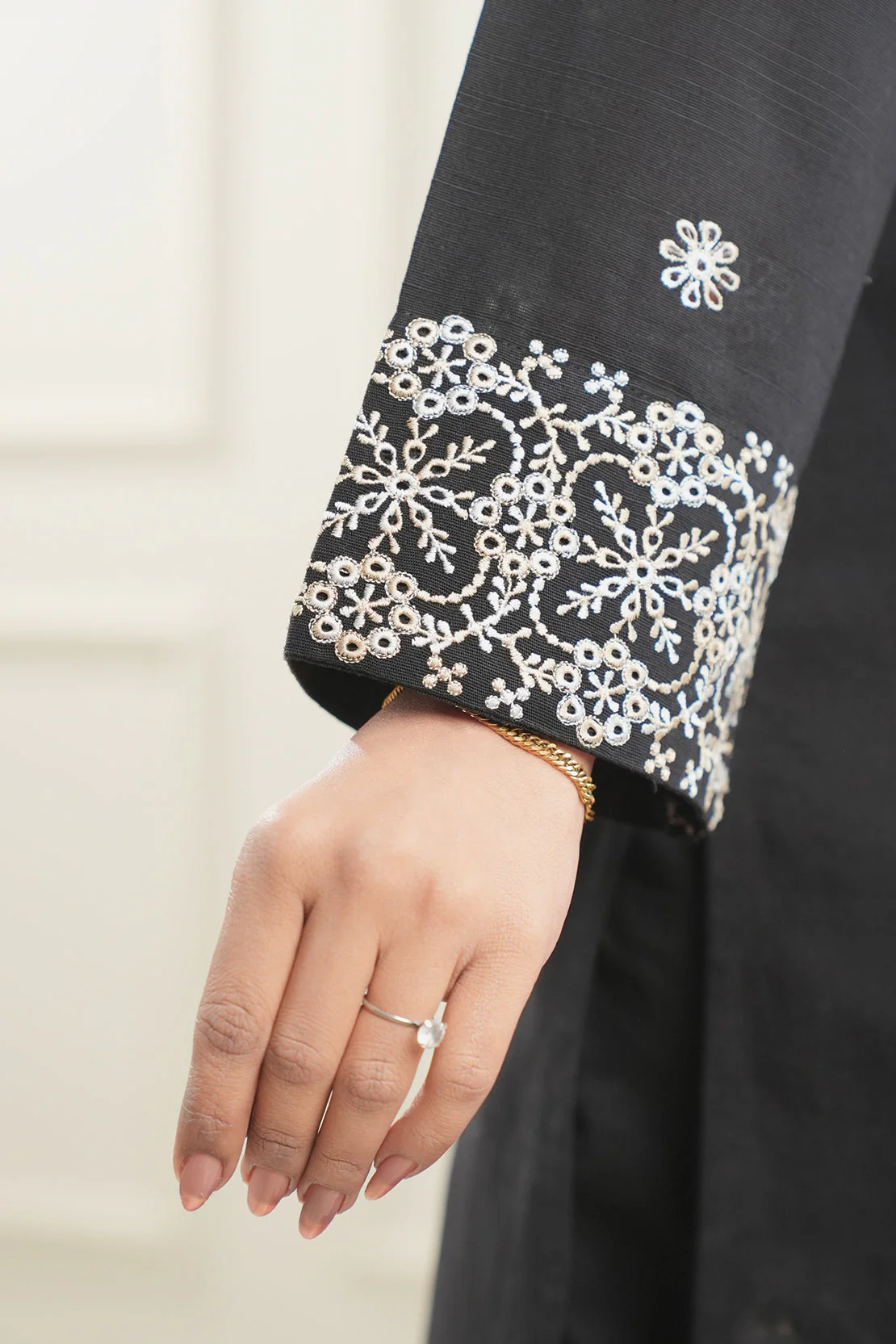 Solid Embroidered Khaddar Stitched Shirt  & Bottom - Image 6