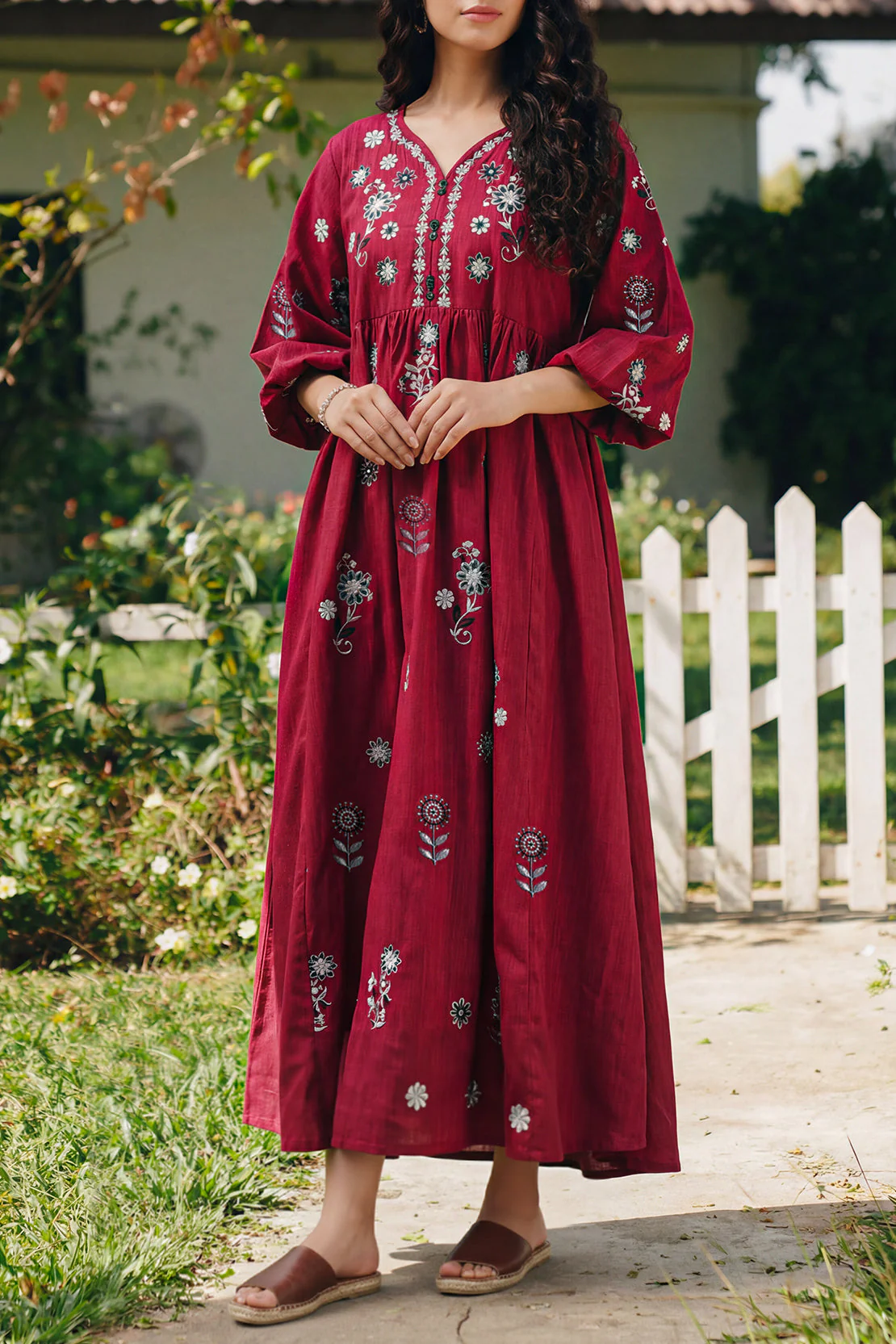 Solid Embroidered Khaddar Stitched Shirt