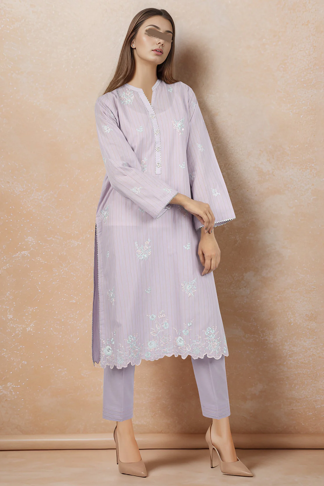 Solid Embroidered Lawn Jacquard Stitched 2 Piece (Shirt/Trouser) - Image 2