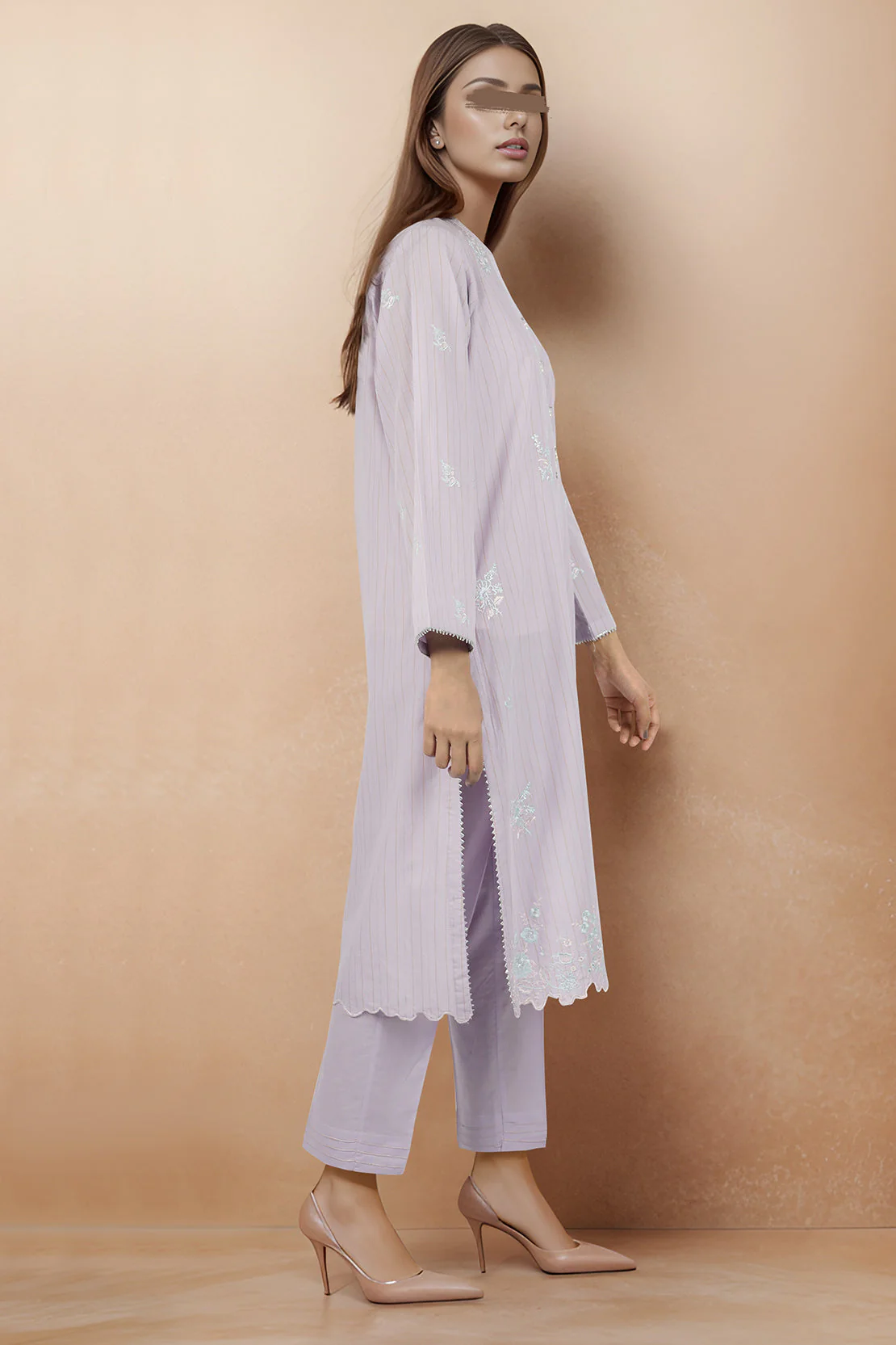 Solid Embroidered Lawn Jacquard Stitched 2 Piece (Shirt/Trouser) - Image 3