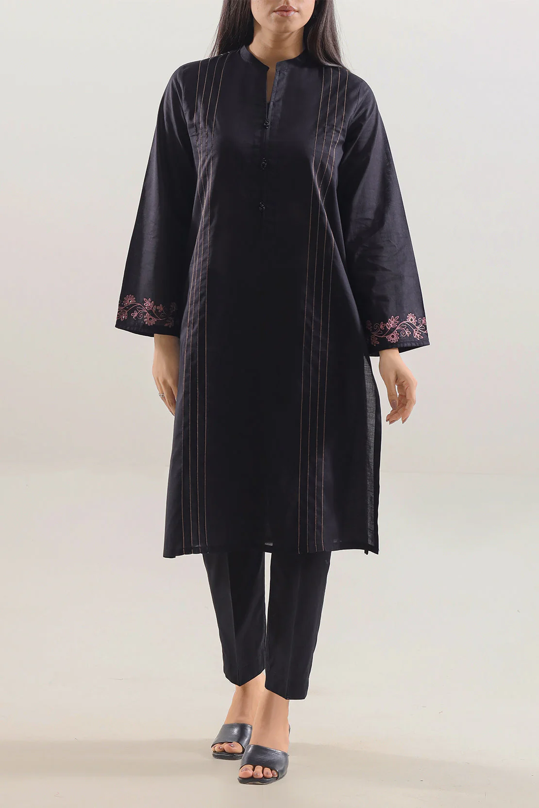 Solid Embroidered Lawn Stitched 2 Piece (Shirt/Trouser)