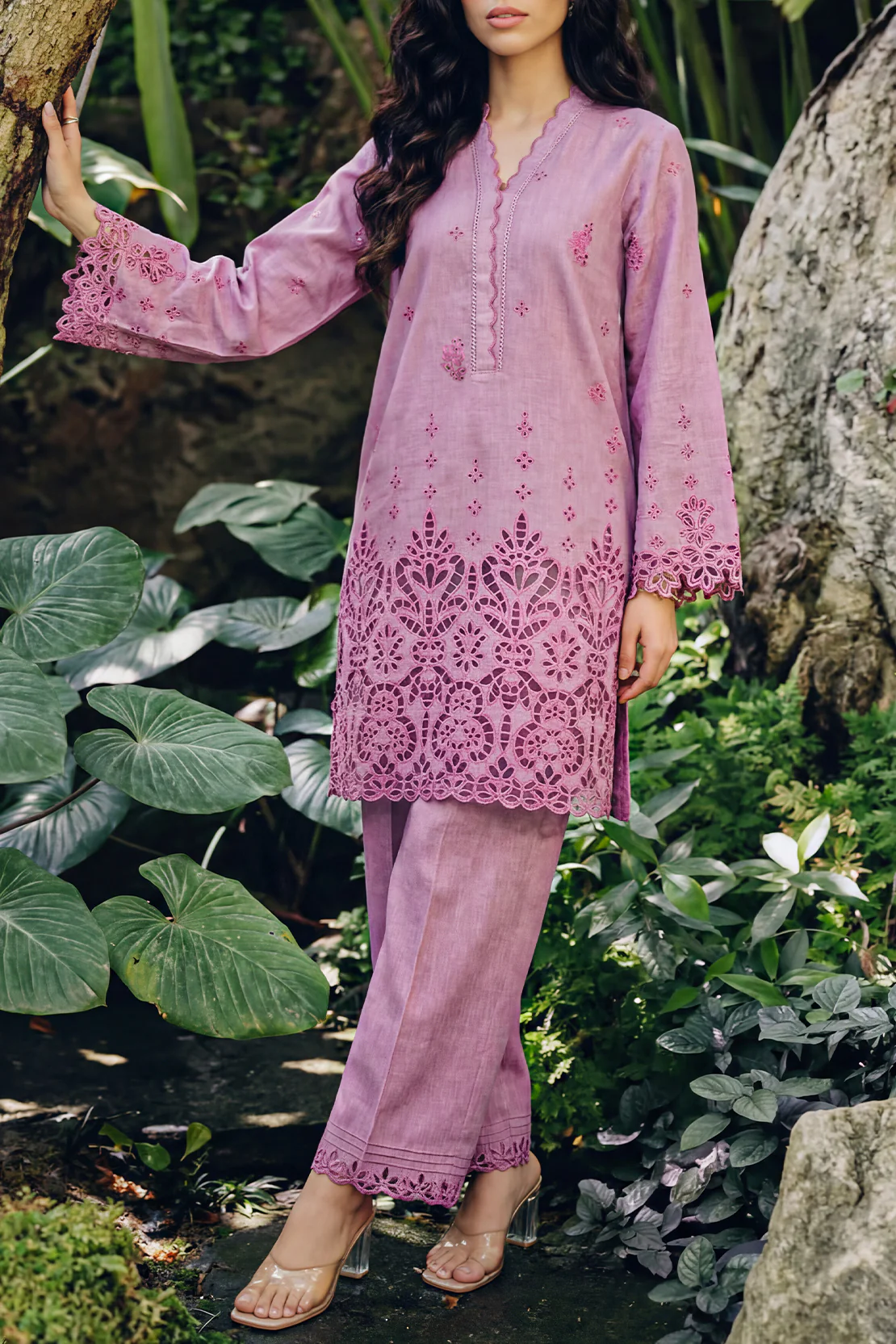 Solid Embroidered Lawn Stitched 2 Piece (Shirt/Trouser)