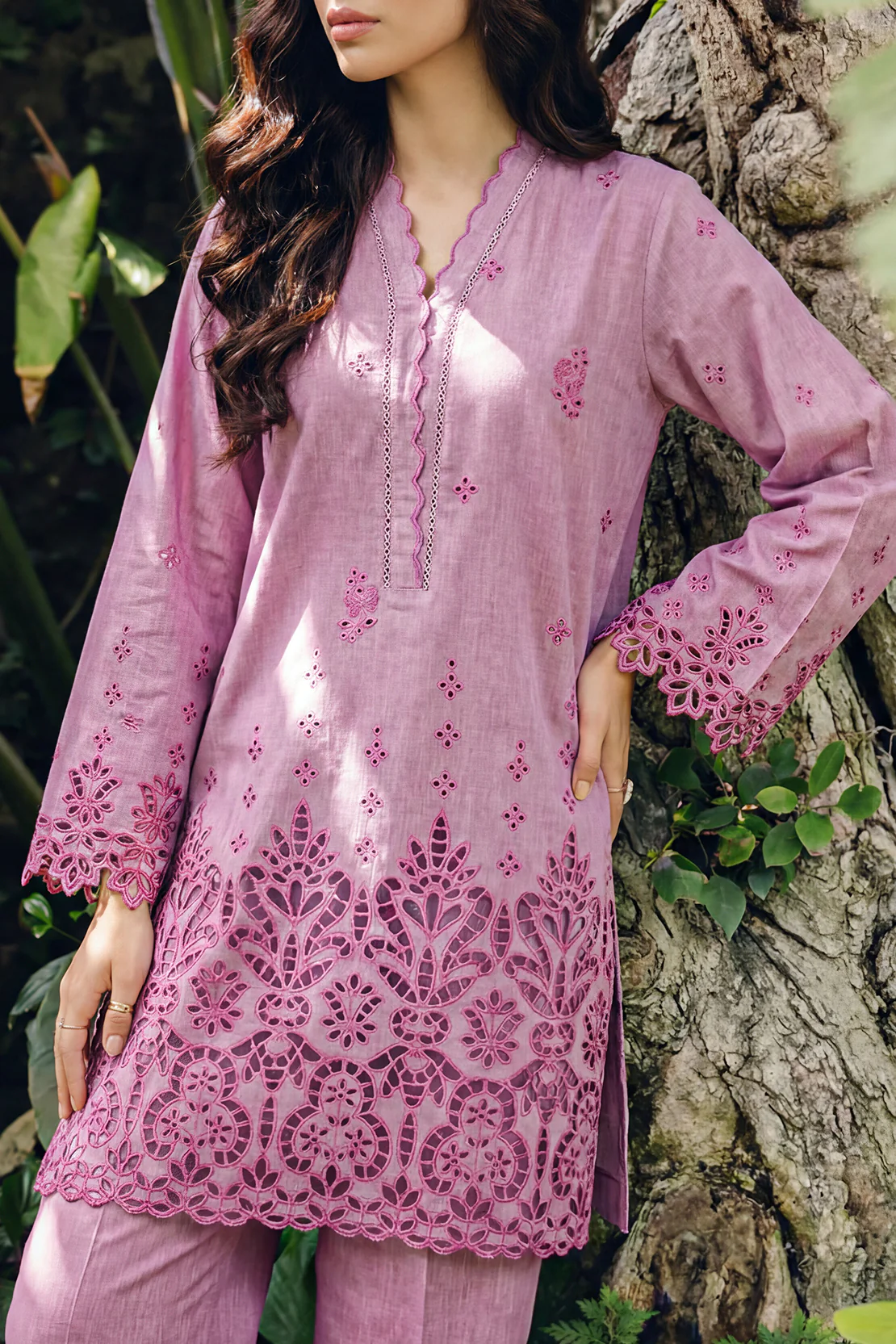 Solid Embroidered Lawn Stitched 2 Piece (Shirt/Trouser) - Image 4