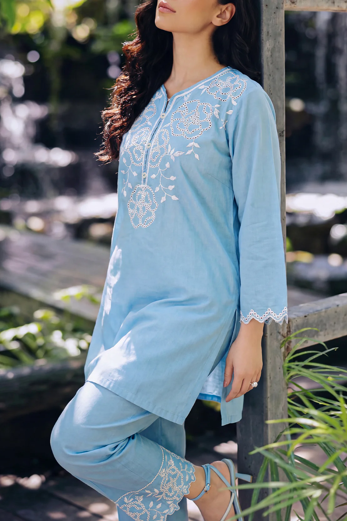 Solid Embroidered Lawn Stitched 2 Piece (Shirt/Trouser) - Image 2