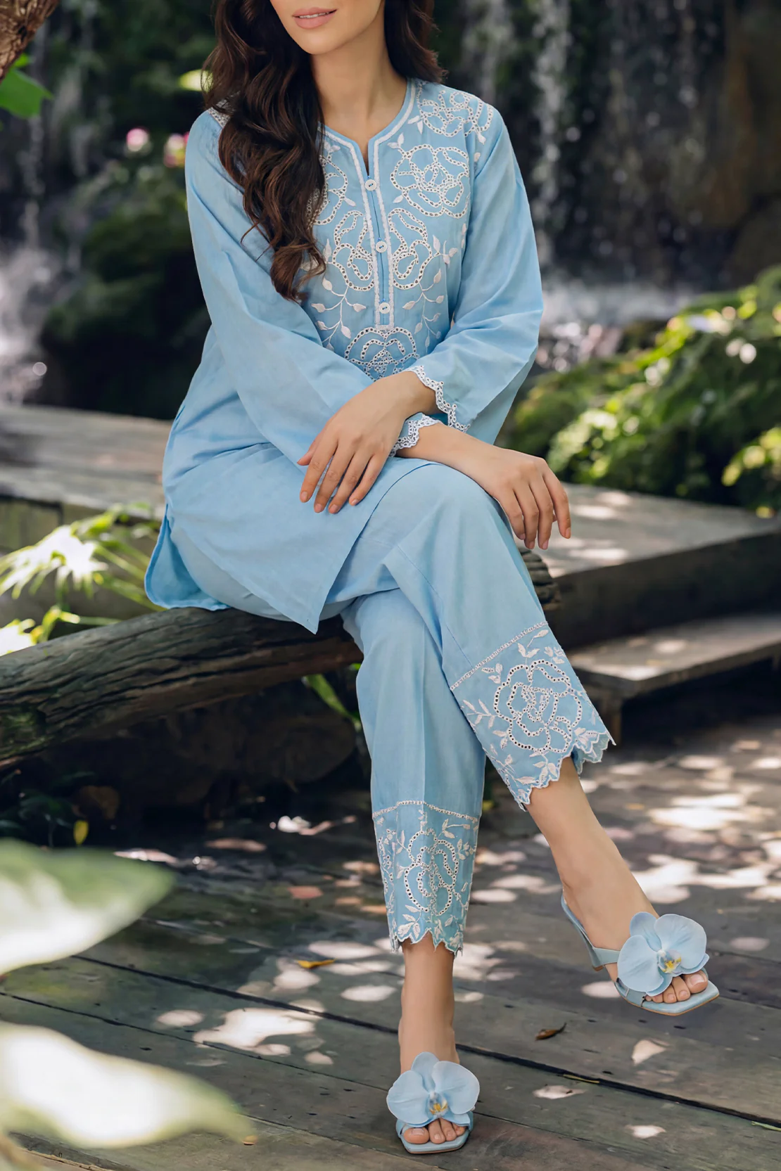 Solid Embroidered Lawn Stitched 2 Piece (Shirt/Trouser) - Image 3