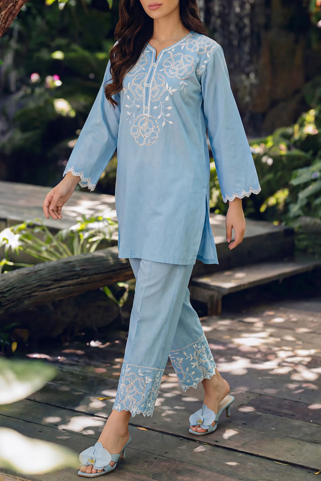 Solid Embroidered Lawn Stitched 2 Piece (Shirt/Trouser) - Image 4