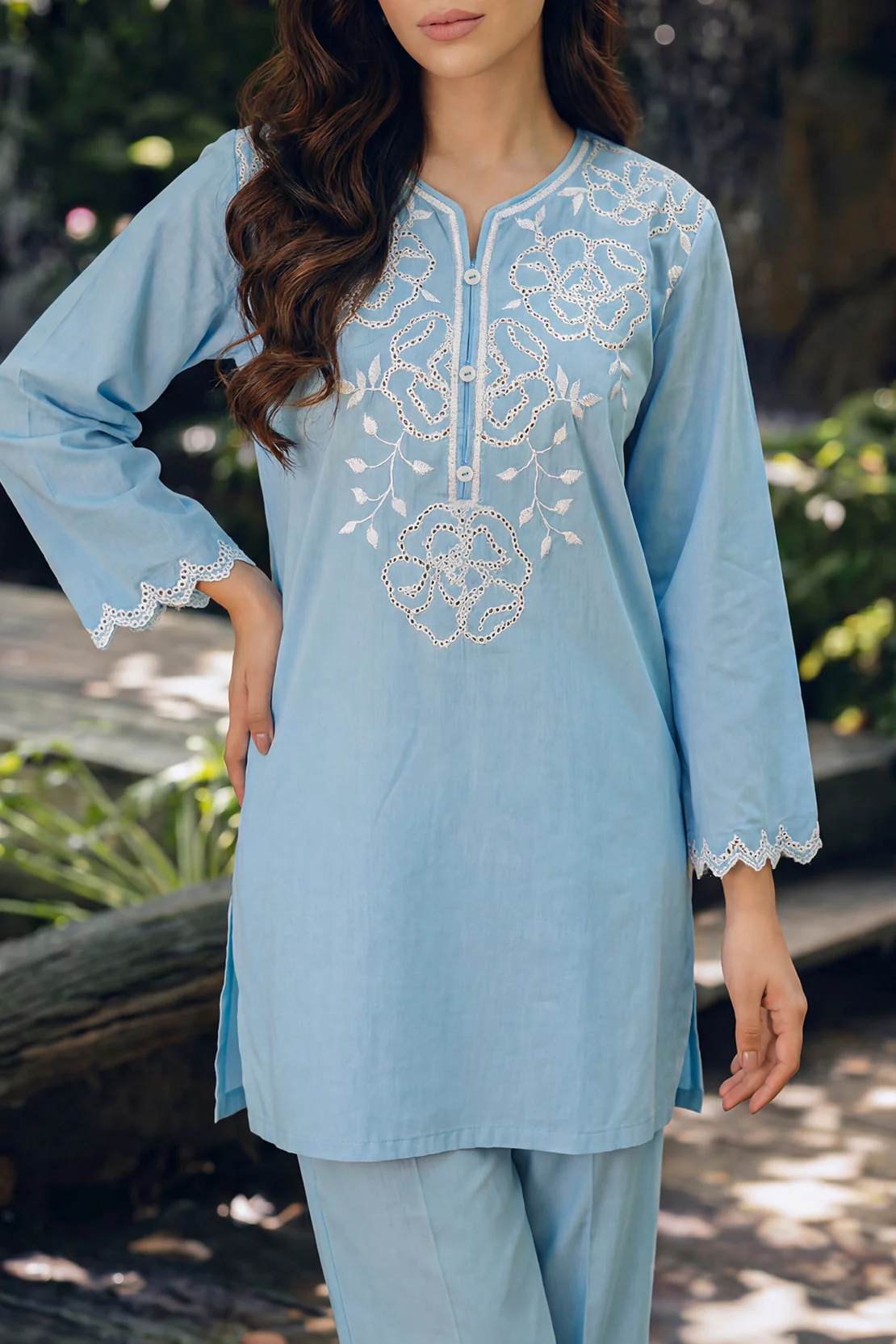 Solid Embroidered Lawn Stitched 2 Piece (Shirt/Trouser) - Image 5
