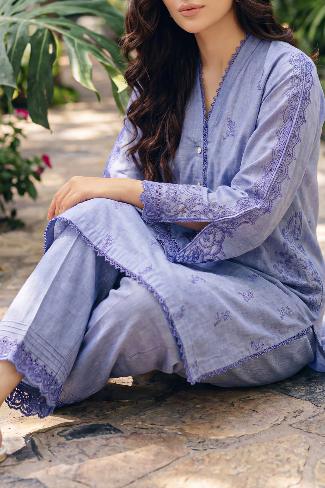 Solid Embroidered Lawn Stitched 2 Piece (Shirt/Trouser) - Image 5