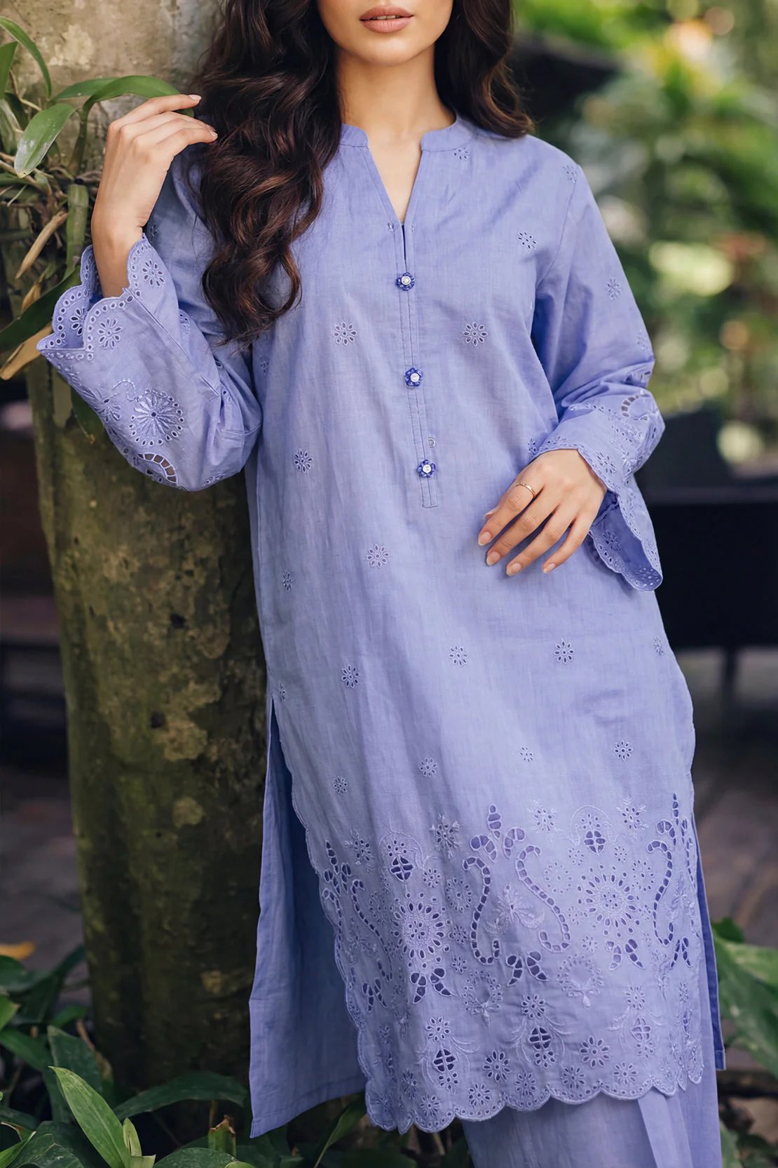 Solid Embroidered Lawn Stitched 2 Piece (Shirt/Trouser) - Image 2