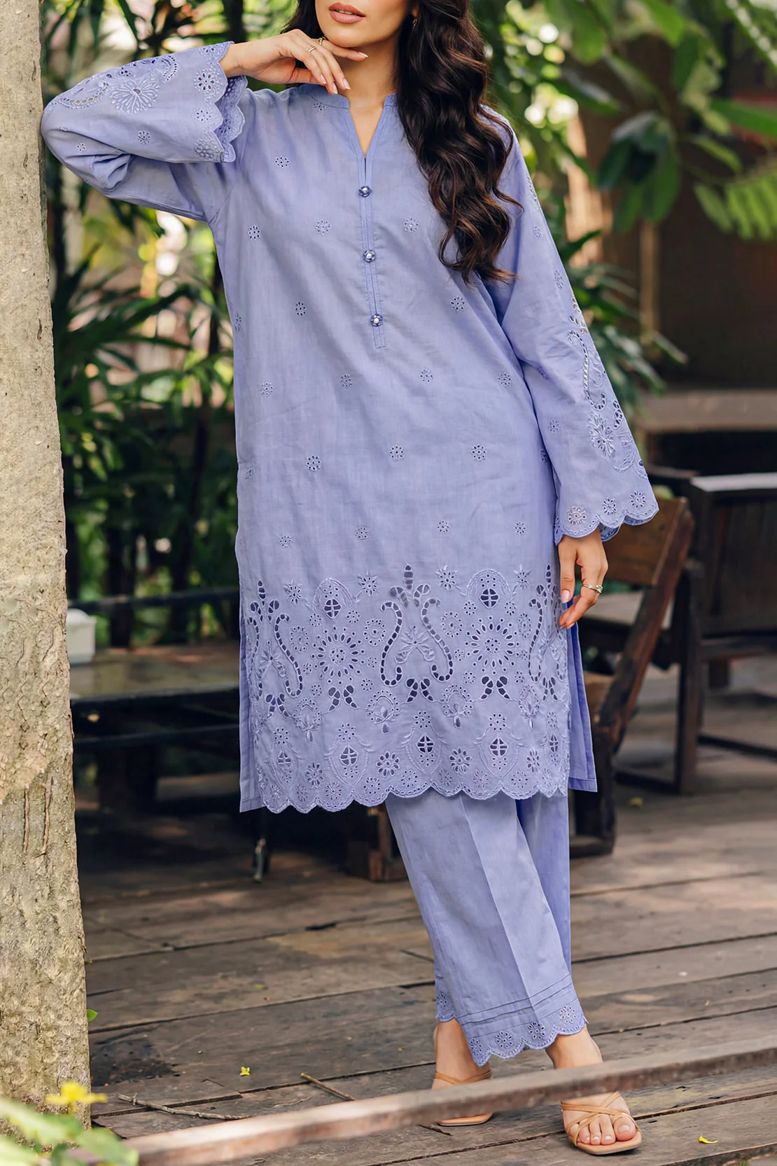 Solid Embroidered Lawn Stitched 2 Piece (Shirt/Trouser) - Image 3