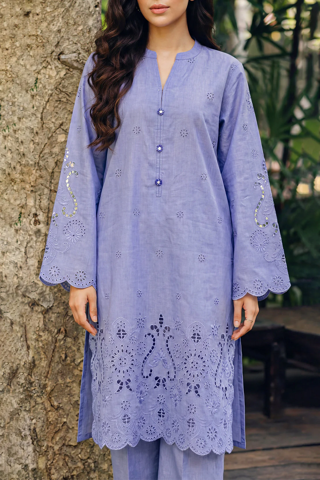 Solid Embroidered Lawn Stitched 2 Piece (Shirt/Trouser) - Image 4