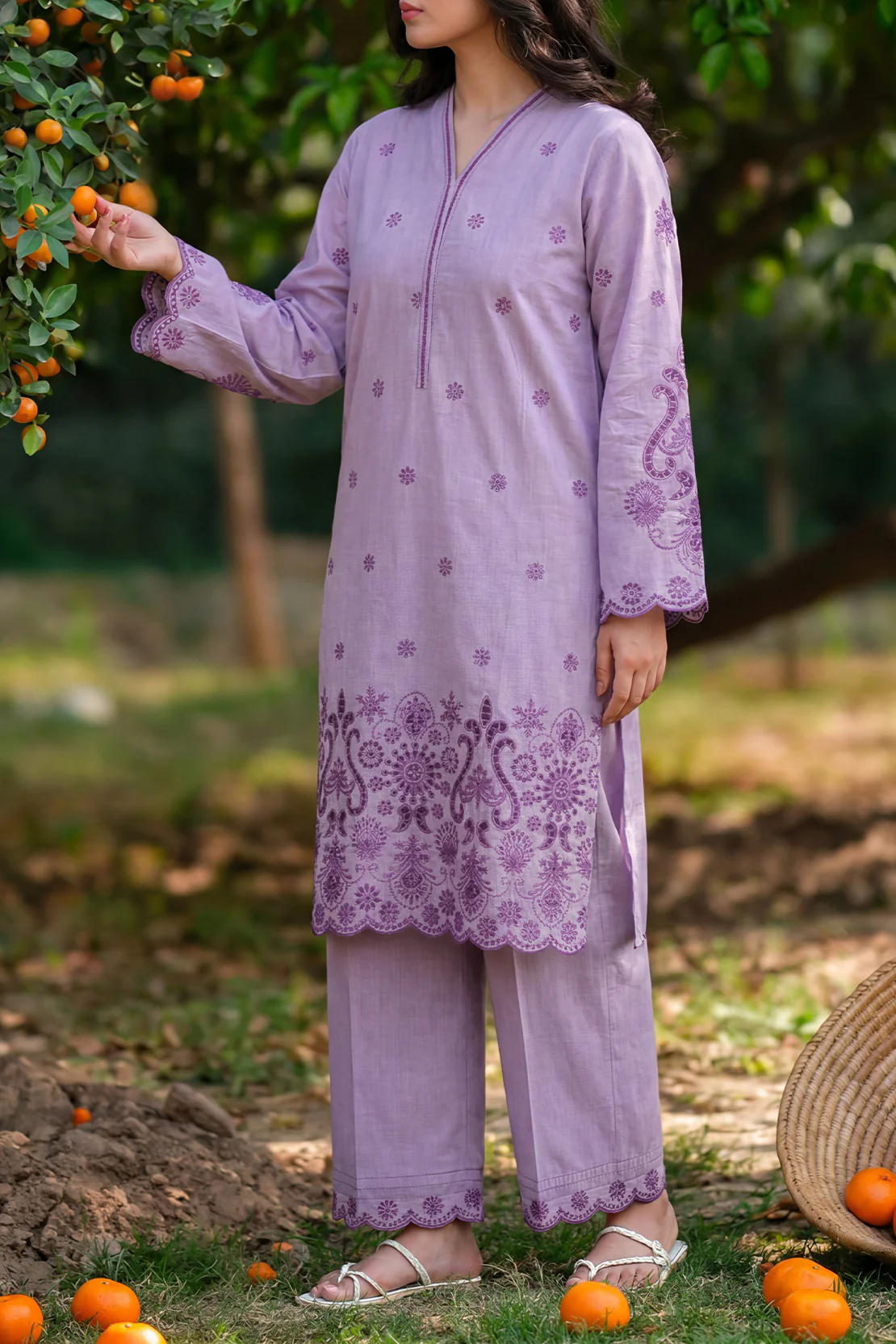 Solid Embroidered Lawn Stitched 2 Piece (Shirt/Trouser)