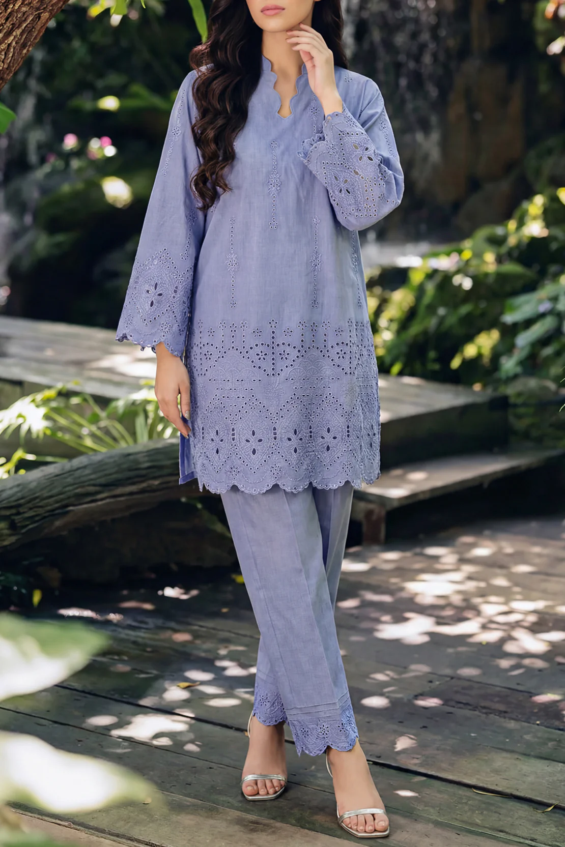 Solid Embroidered Lawn Stitched 2 Piece (Shirt/Trouser)