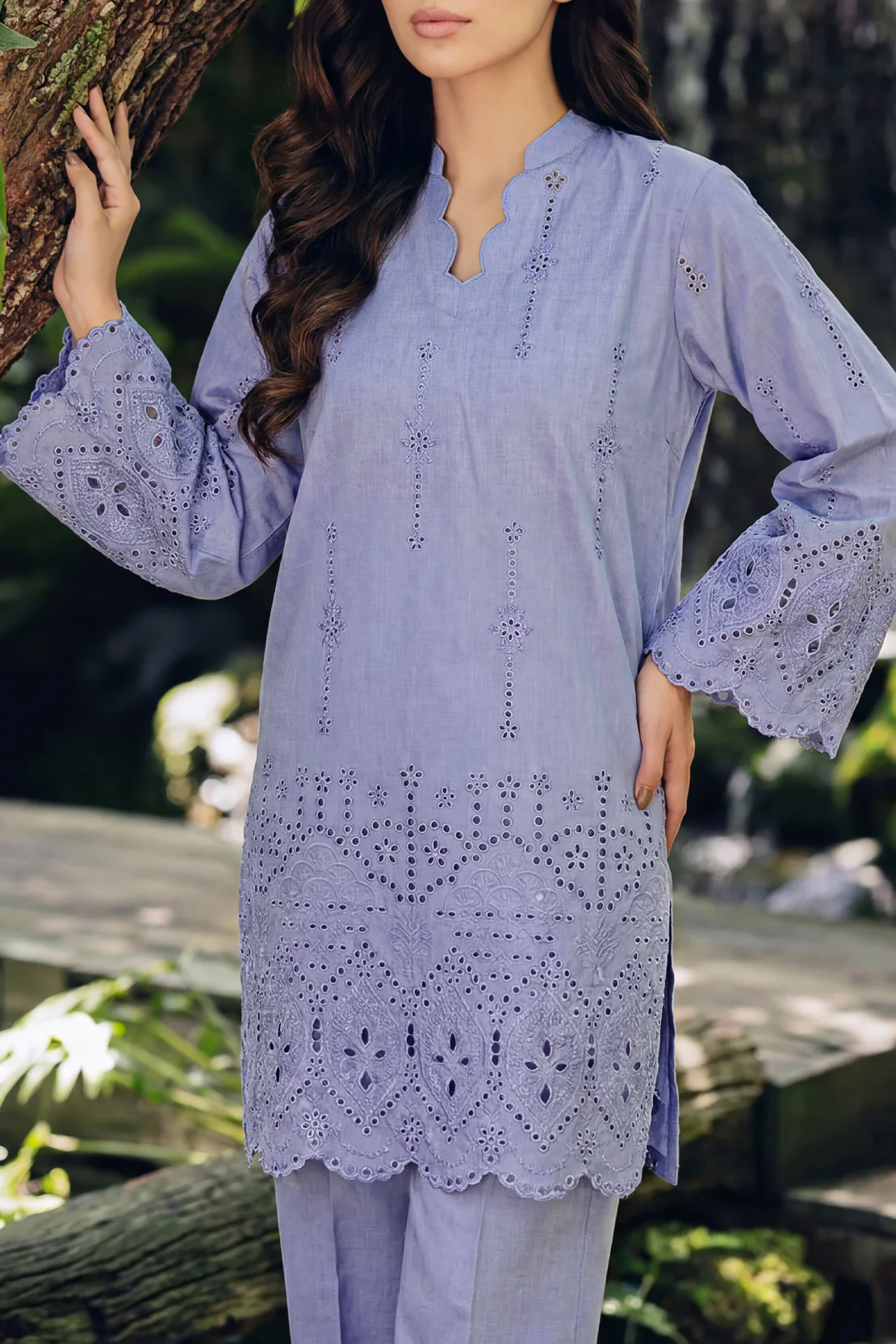Solid Embroidered Lawn Stitched 2 Piece (Shirt/Trouser) - Image 2