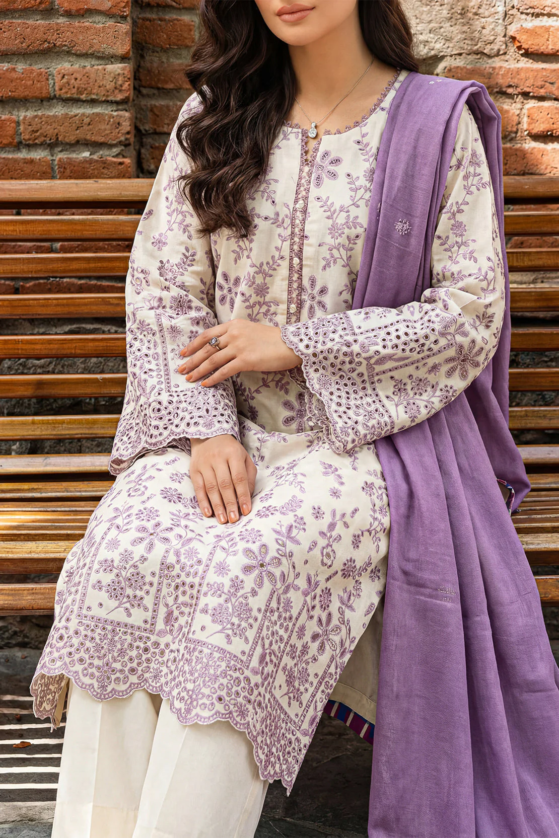 Solid Embroidered Lawn Stitched 2 Piece (Shirt/Trouser) - Image 3