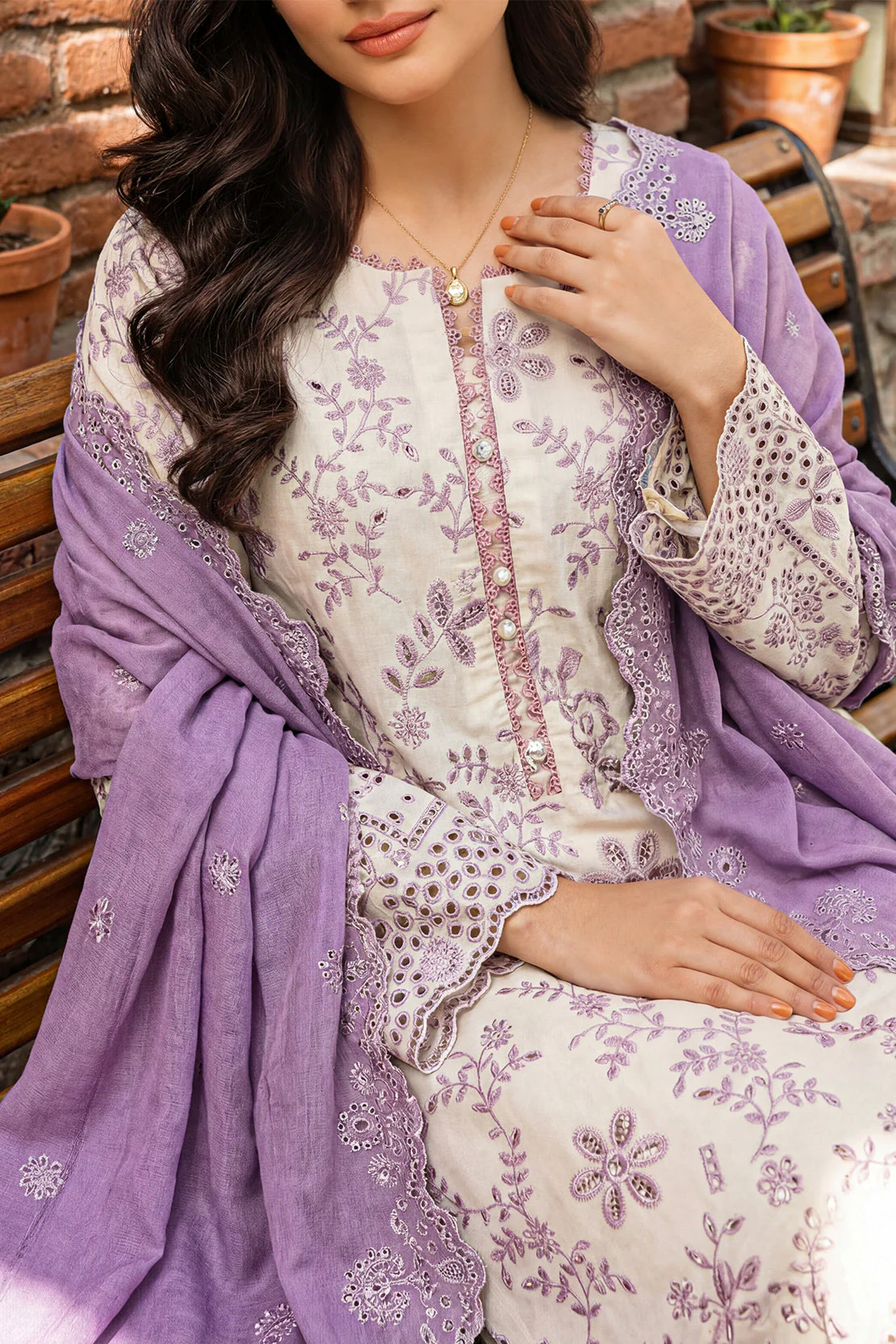 Solid Embroidered Lawn Stitched 2 Piece (Shirt/Trouser) - Image 4