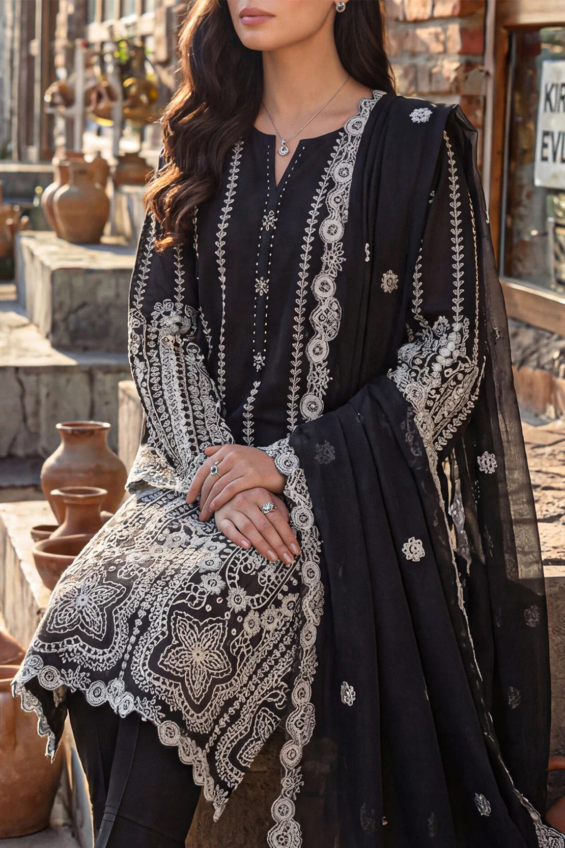 Solid Embroidered Lawn Stitched 2 Piece (Shirt/Trouser) - Image 2