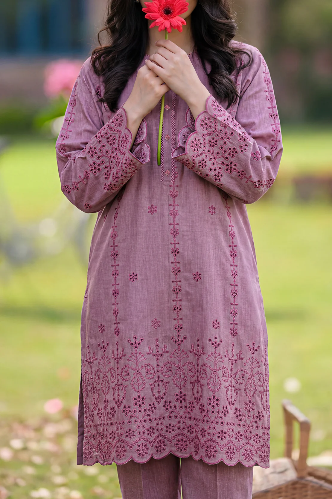 Solid Embroidered Lawn Stitched 2 Piece (Shirt/Trouser) - Image 3