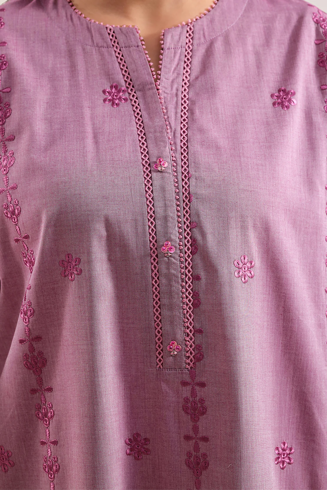 Solid Embroidered Lawn Stitched 2 Piece (Shirt/Trouser) - Image 4