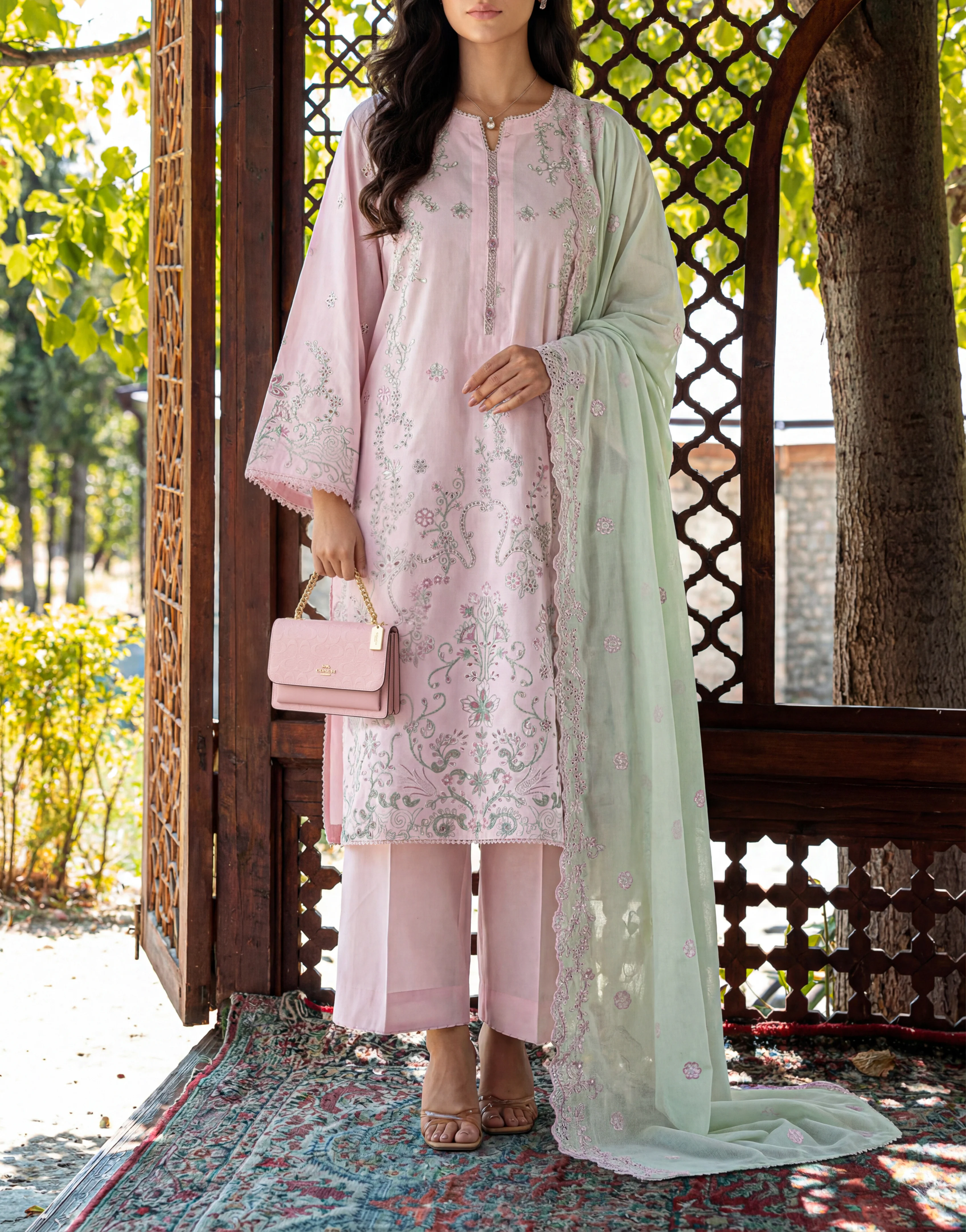Solid Embroidered Lawn Stitched 3 Piece