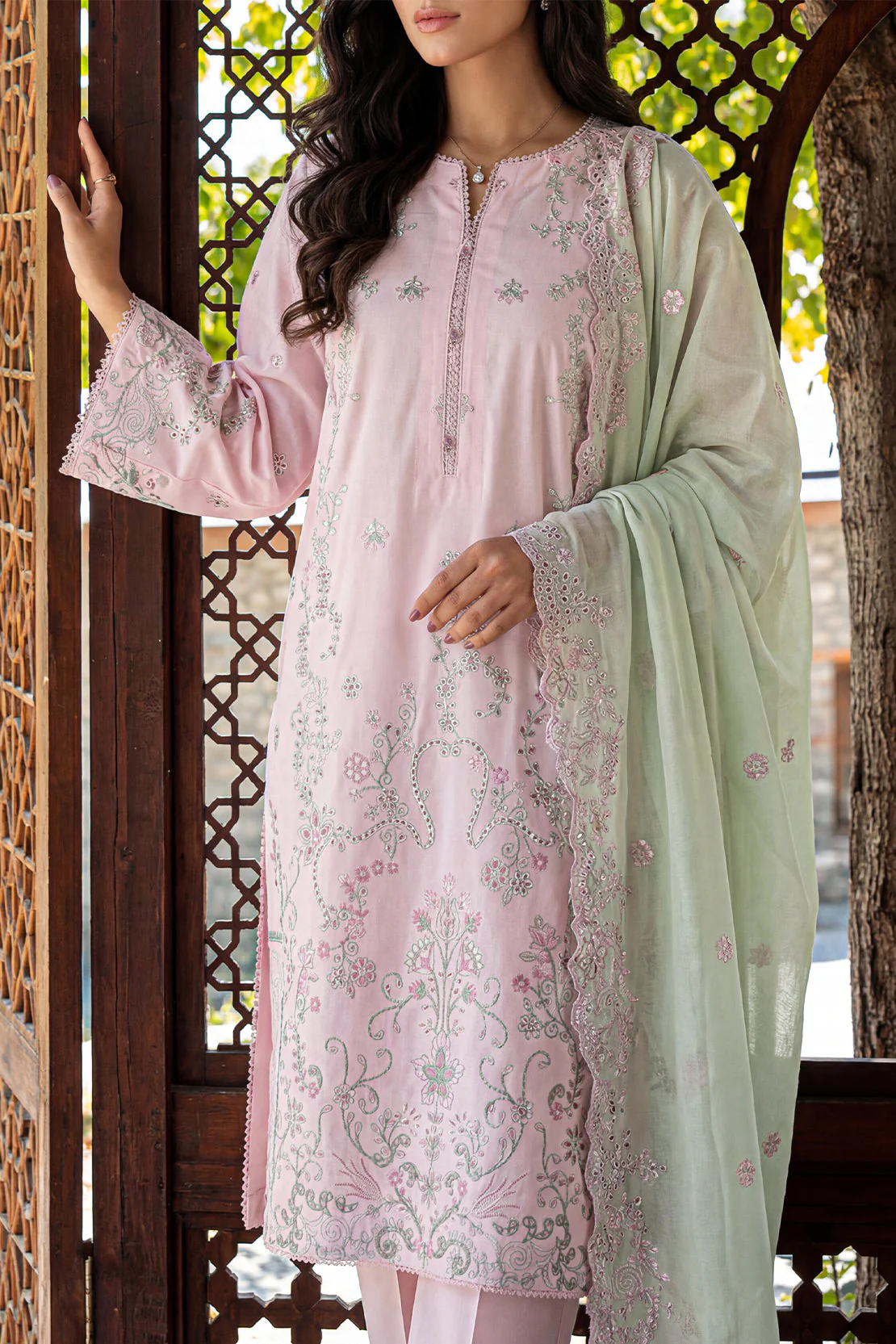 Solid Embroidered Lawn Stitched 3 Piece - Image 2