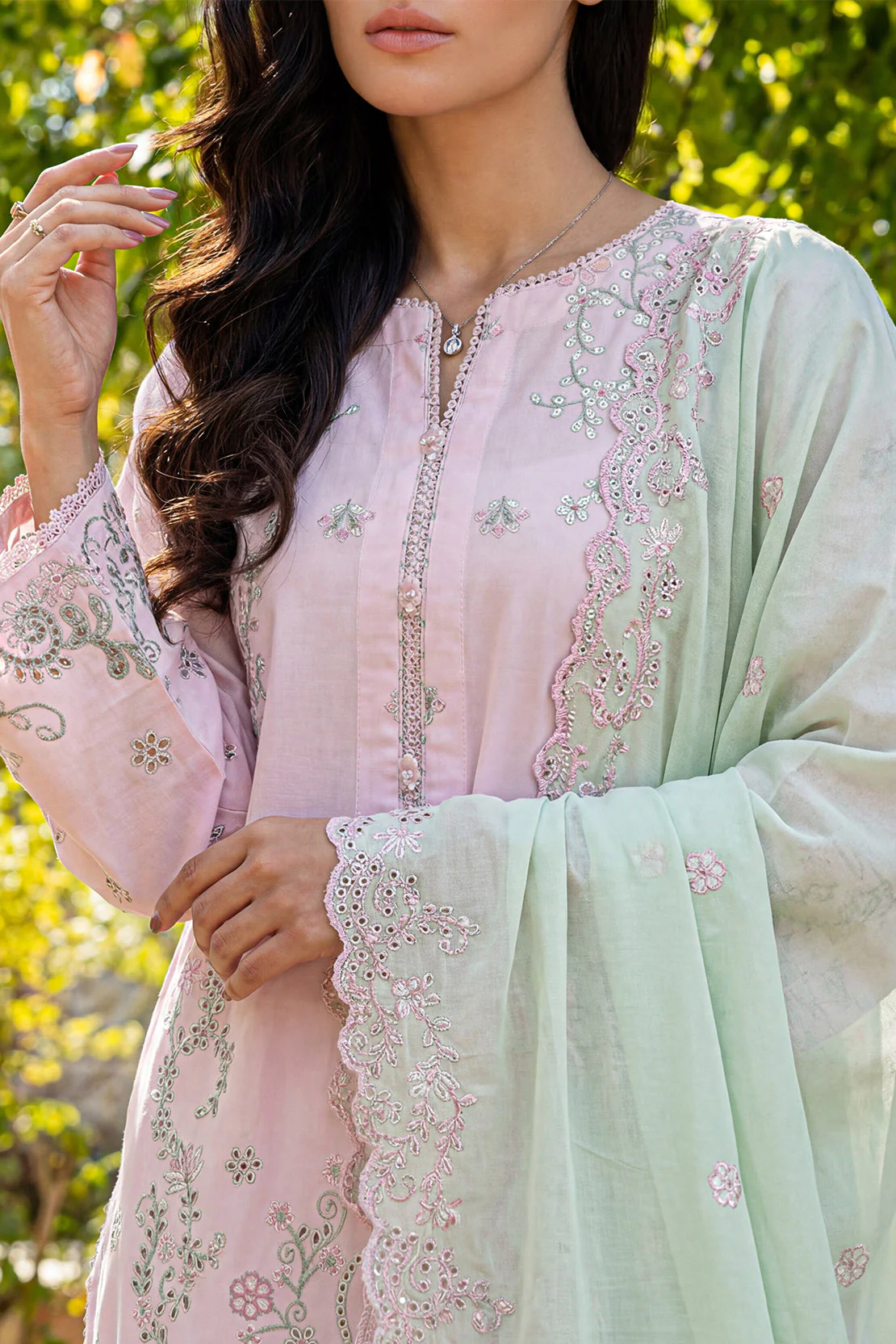 Solid Embroidered Lawn Stitched 3 Piece - Image 3