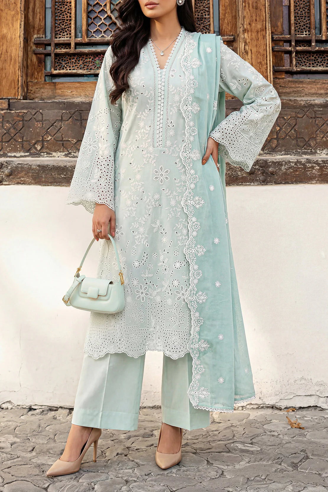 Solid Embroidered Lawn Stitched 3 Piece