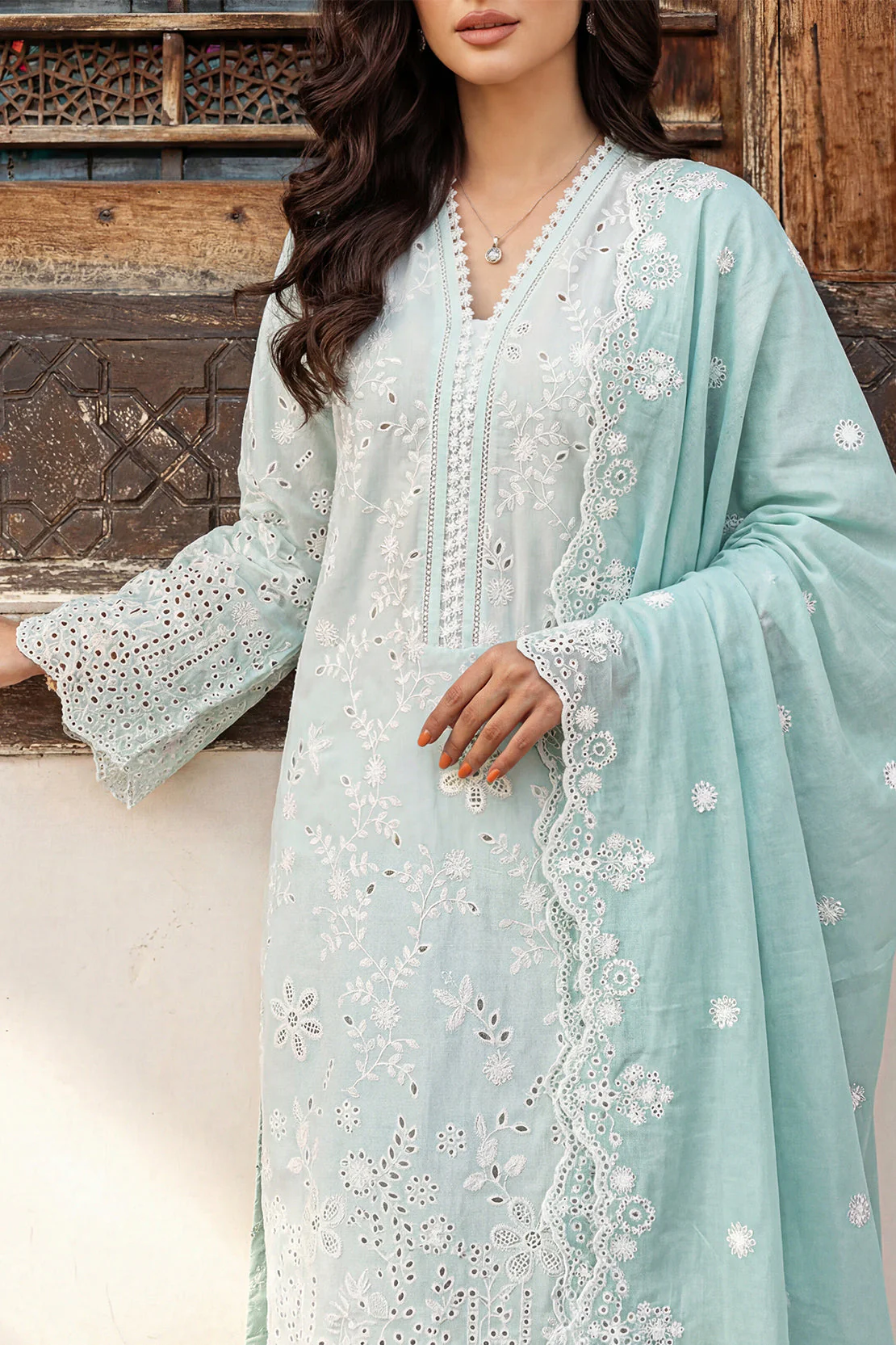 Solid Embroidered Lawn Stitched 3 Piece - Image 2