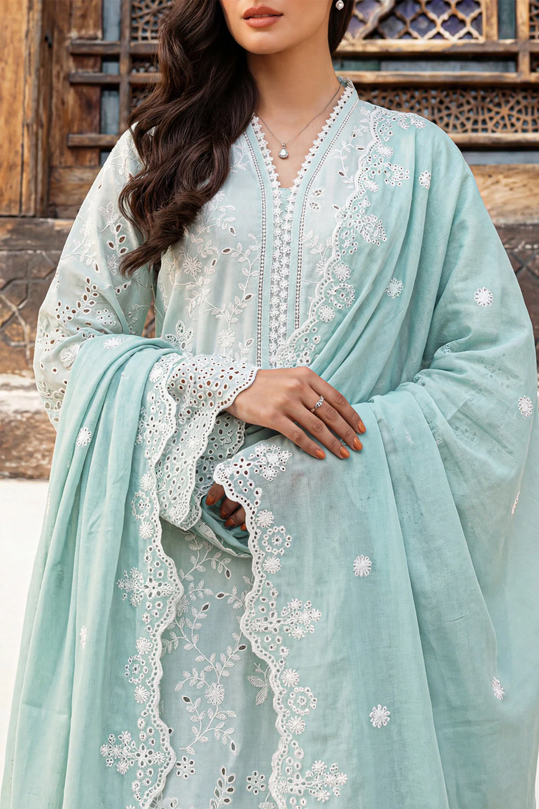 Solid Embroidered Lawn Stitched 3 Piece - Image 3