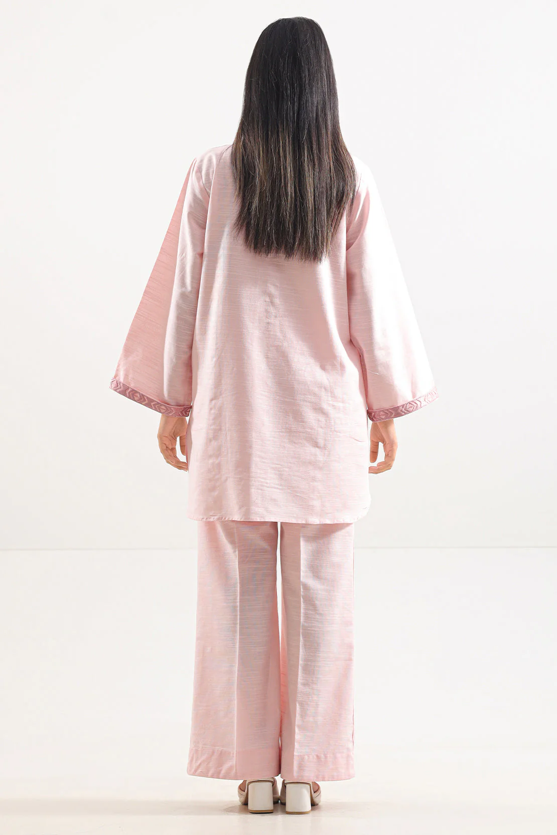 Solid Embroidered Linen Stitched 2 Piece (Shirt/Trouser) - Image 3