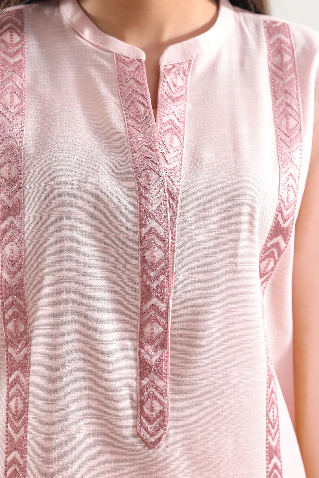 Solid Embroidered Linen Stitched 2 Piece (Shirt/Trouser) - Image 5