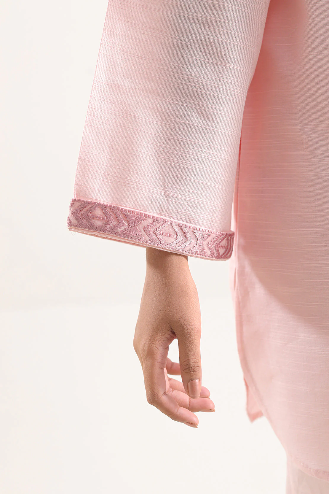Solid Embroidered Linen Stitched 2 Piece (Shirt/Trouser) - Image 6