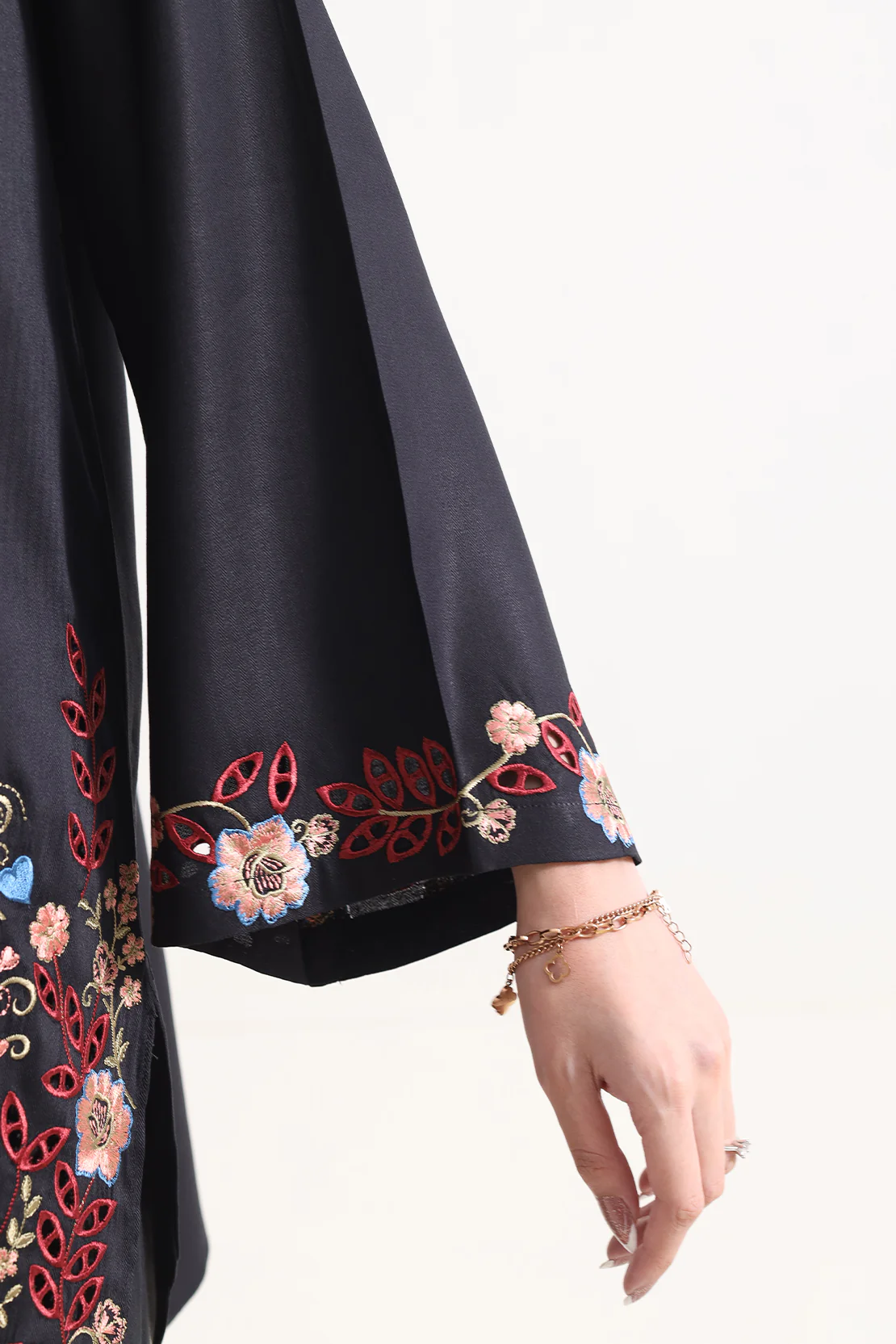 Solid Embroidered Pashmina Stitched Shirt - Image 6