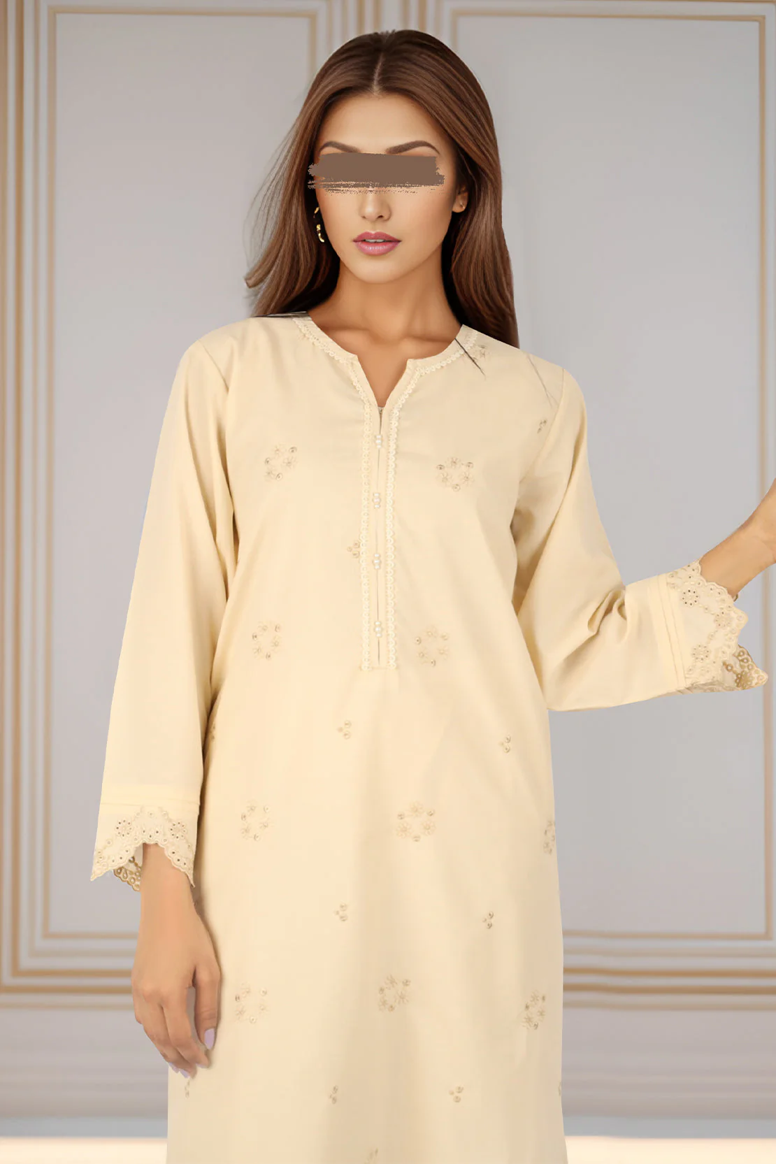 Solid Embroidered Polyester Stitched 2 Piece (Shirt/Trouser) - Image 3