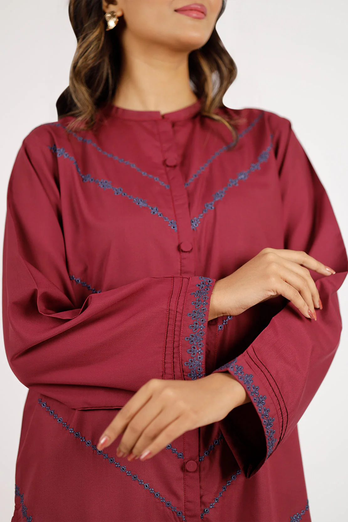 Solid Embroidered Polyester Stitched 2 Piece (Shirt/Trouser) - Image 5