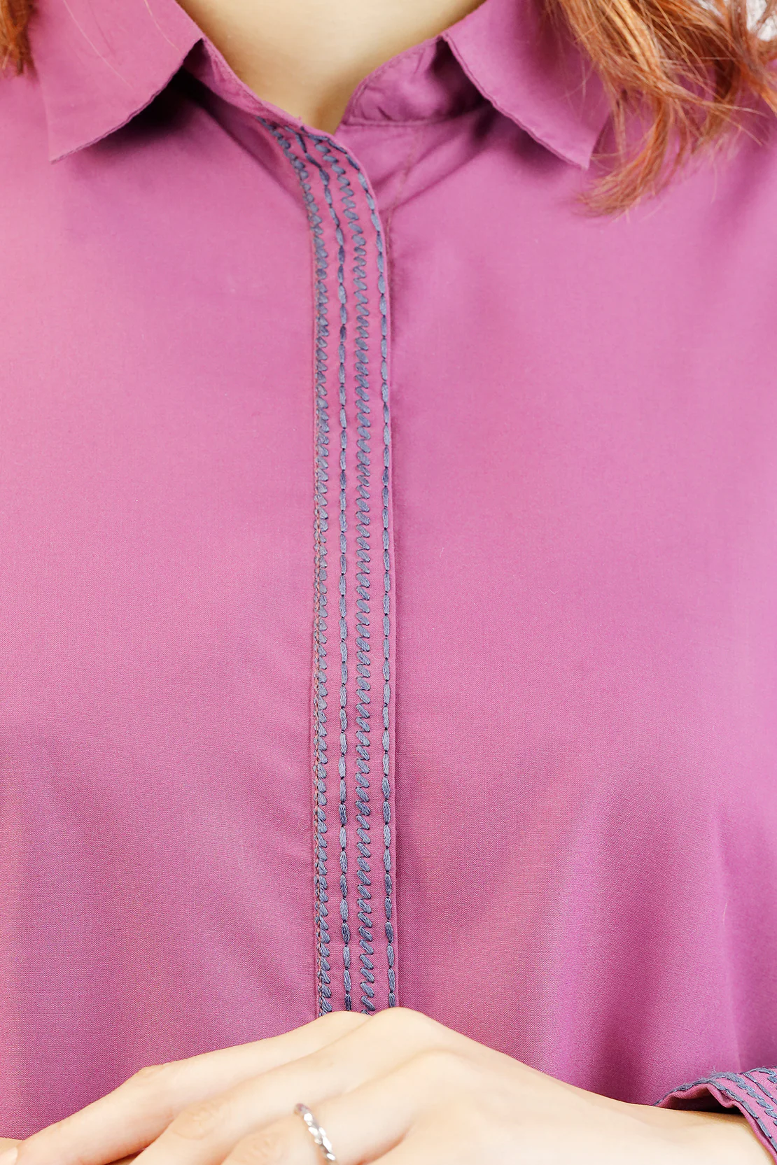 Solid Embroidered Polyester Stitched 2 Piece (Shirt/Trouser) - Image 4