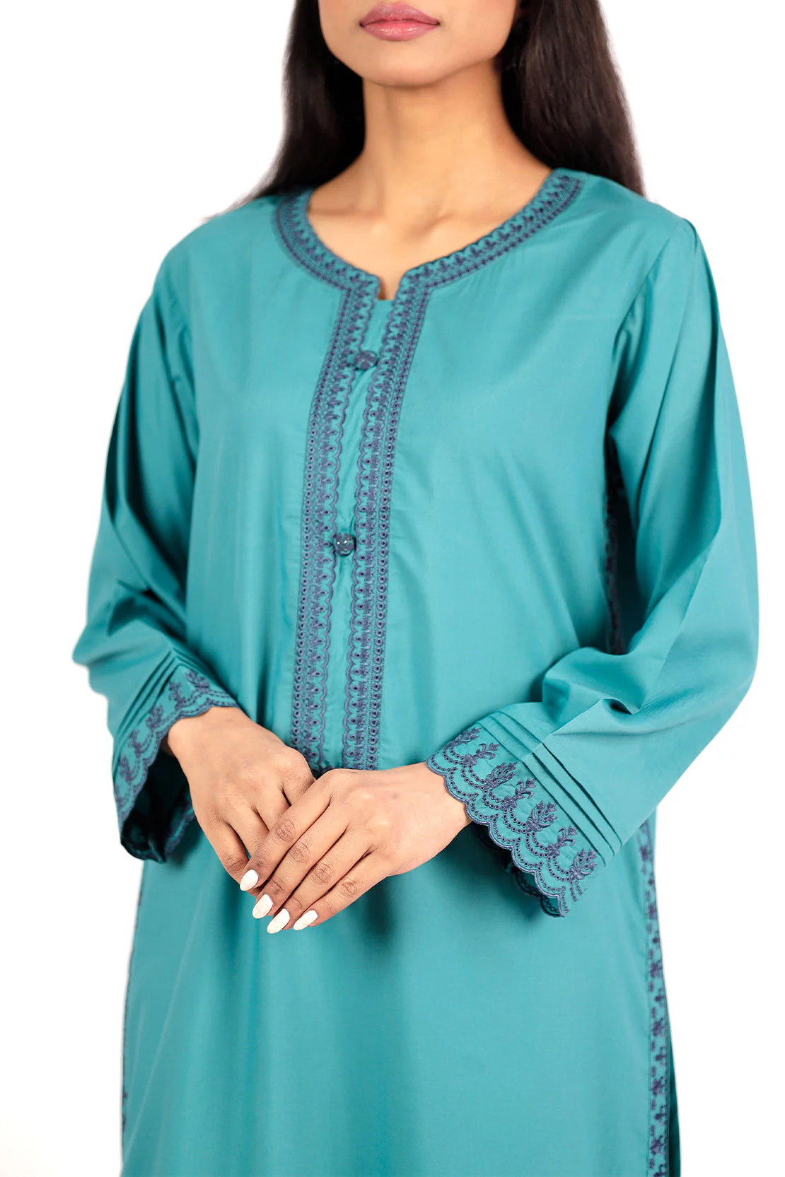 Solid Embroidered Polyester Stitched 2 Piece (Shirt/Trouser) - Image 3