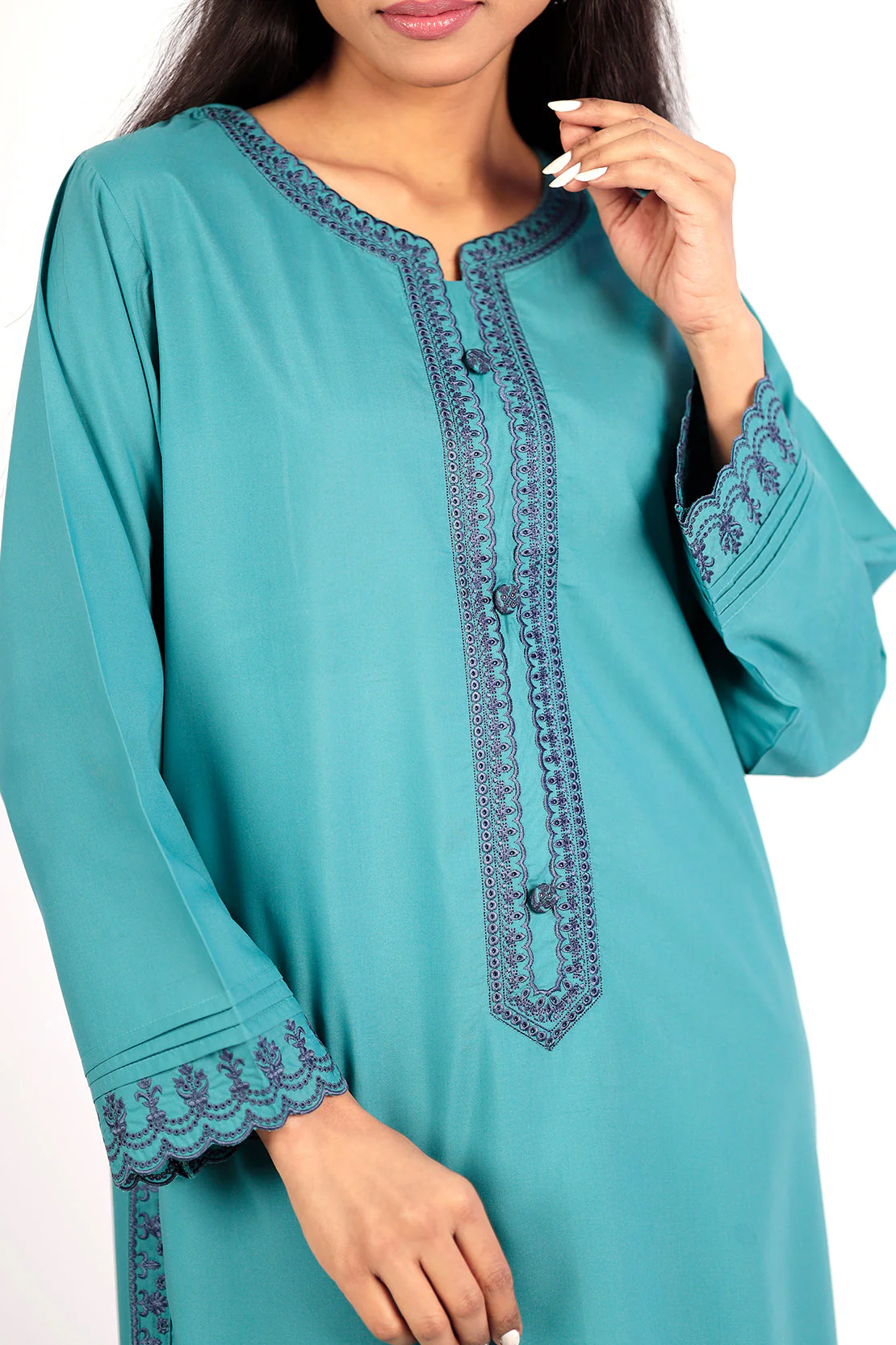 Solid Embroidered Polyester Stitched 2 Piece (Shirt/Trouser) - Image 4
