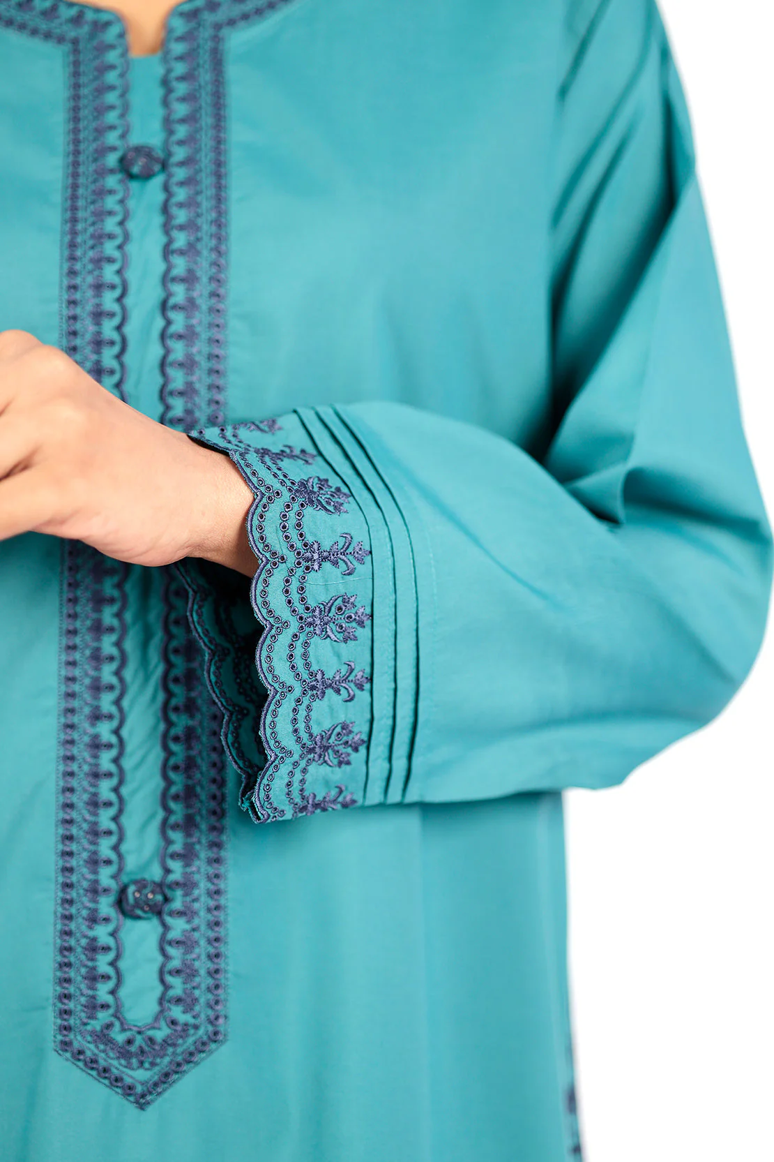 Solid Embroidered Polyester Stitched 2 Piece (Shirt/Trouser) - Image 5