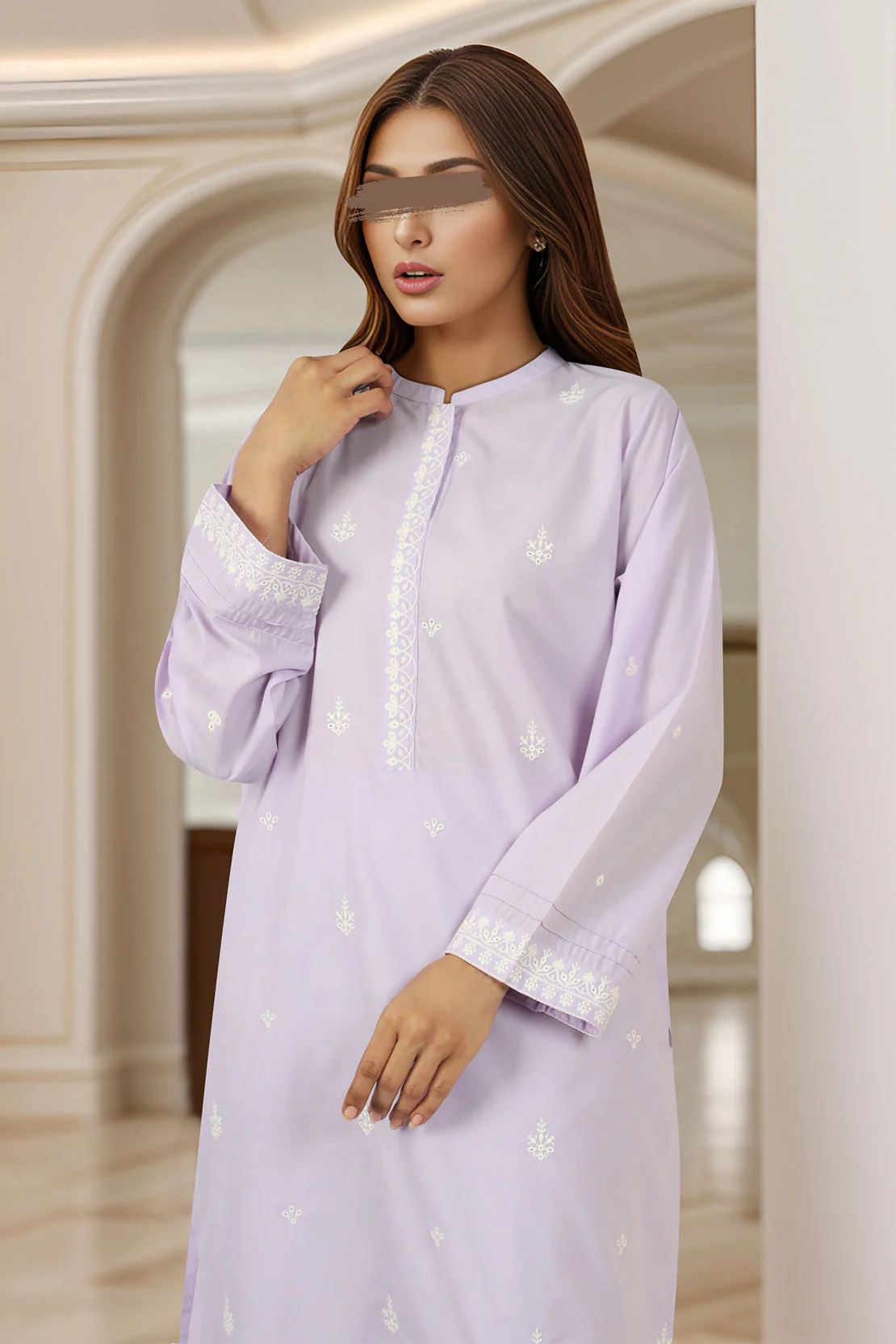 Solid Embroidered Polyester Stitched 2 Piece (Shirt/Trouser) - Image 2