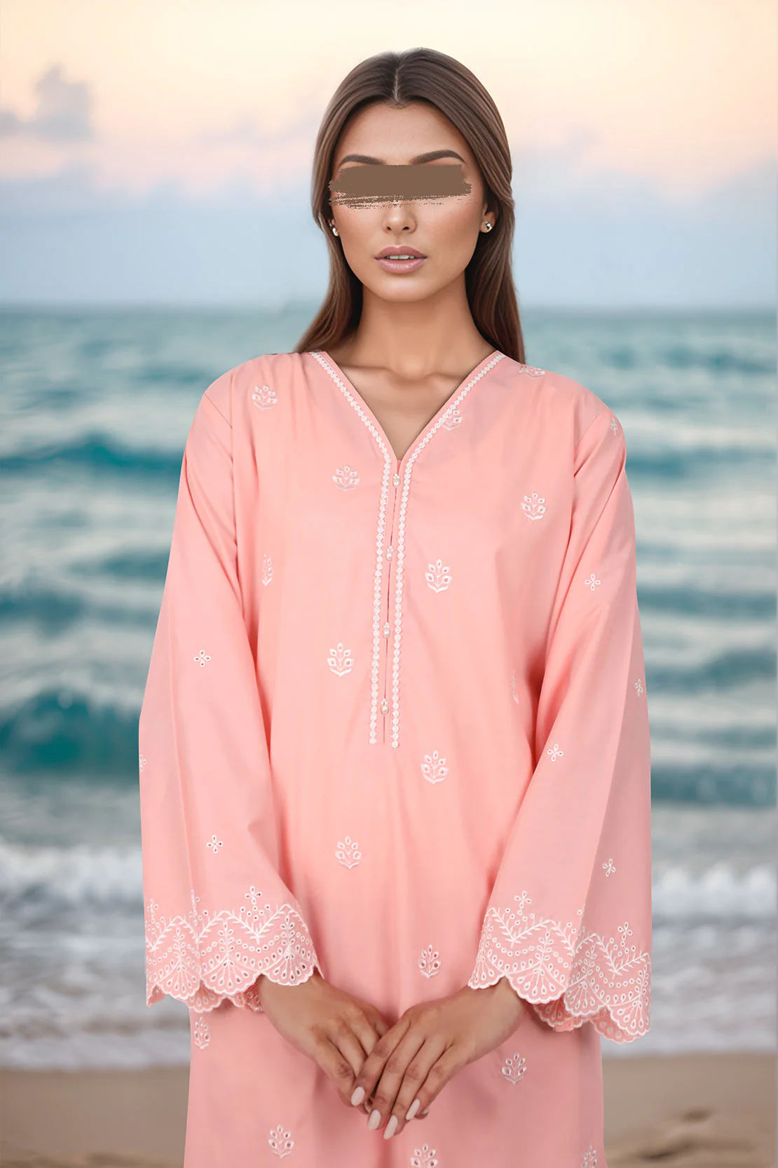Solid Embroidered Polyester Stitched 2 Piece (Shirt/Trouser) - Image 2