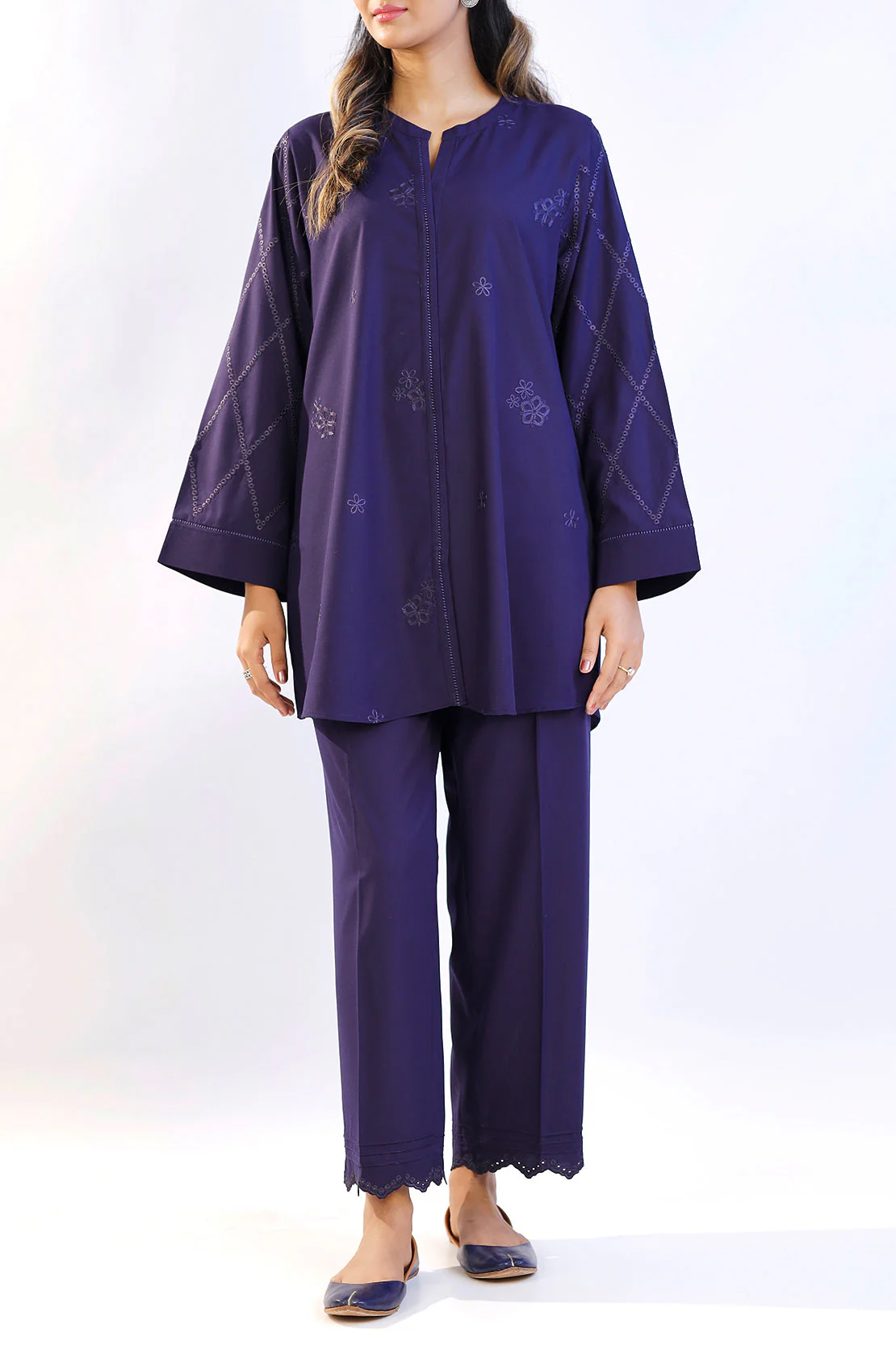 Solid Embroidered Polyester Stitched 2 Piece (Shirt/Trouser) - Image 3