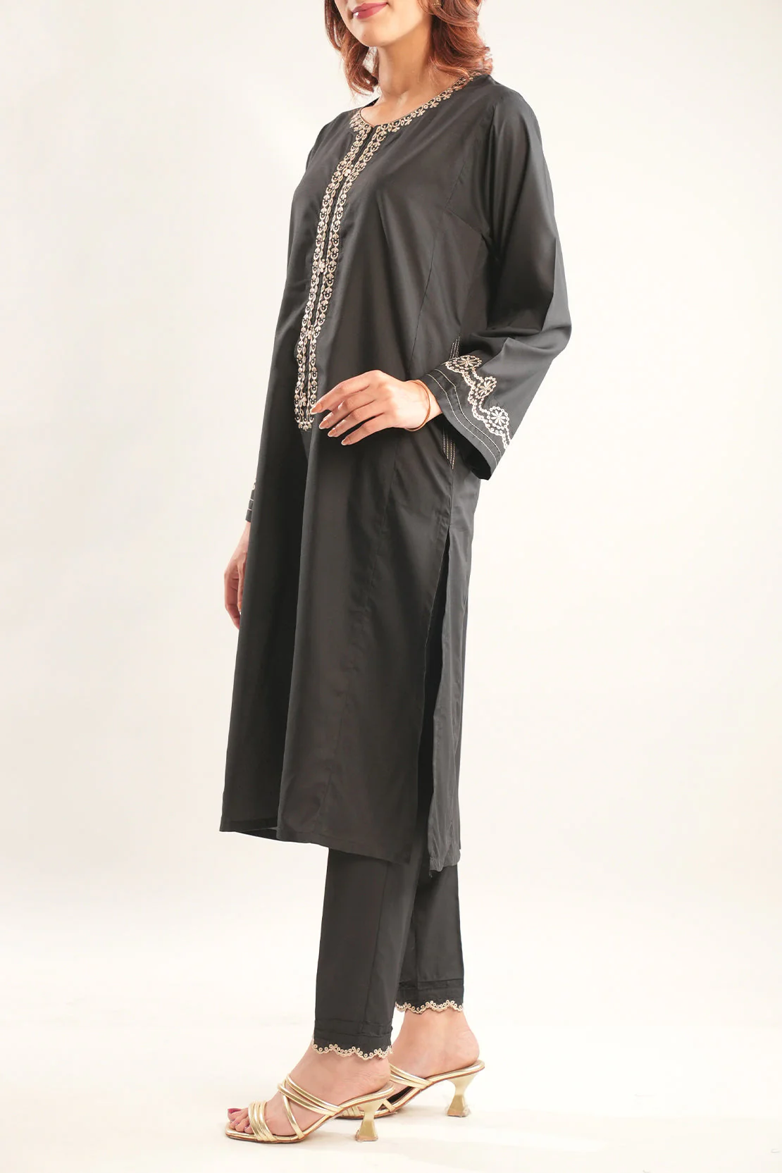 Solid Embroidered Polyester Stitched 2 Piece (Shirt/Trouser) - Image 3