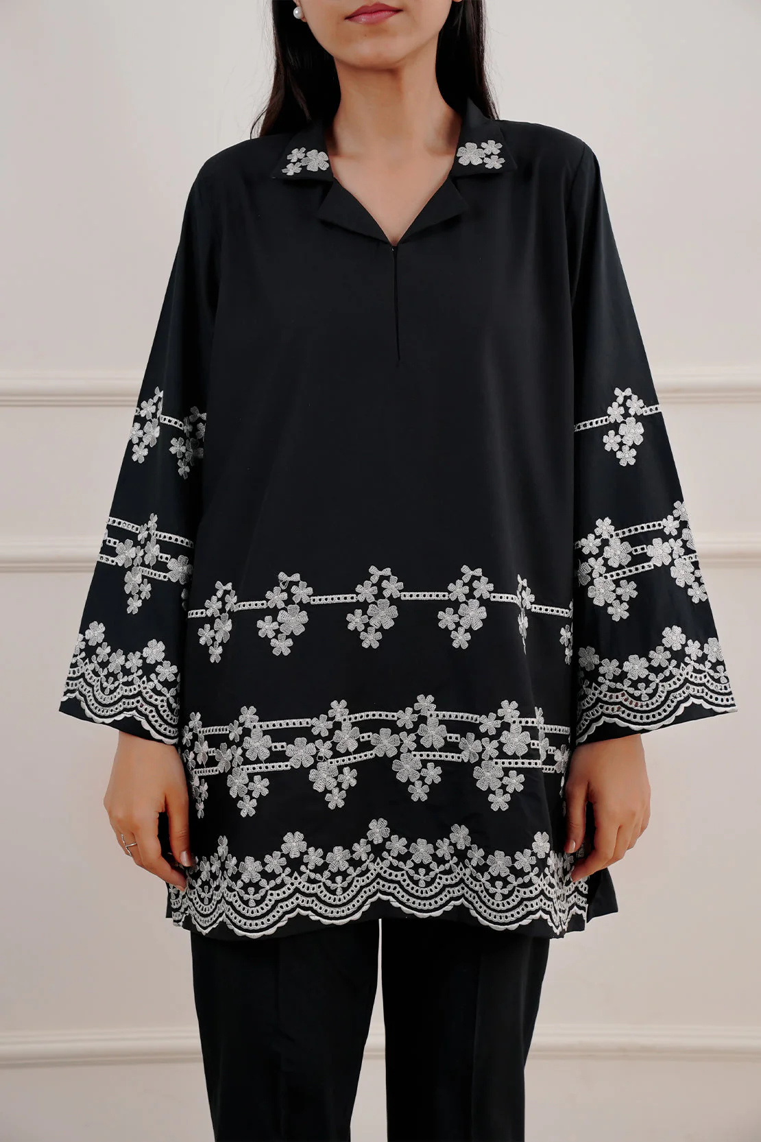 Solid Embroidered Polyester Stitched 2 Piece (Shirt/Trouser) - Image 3