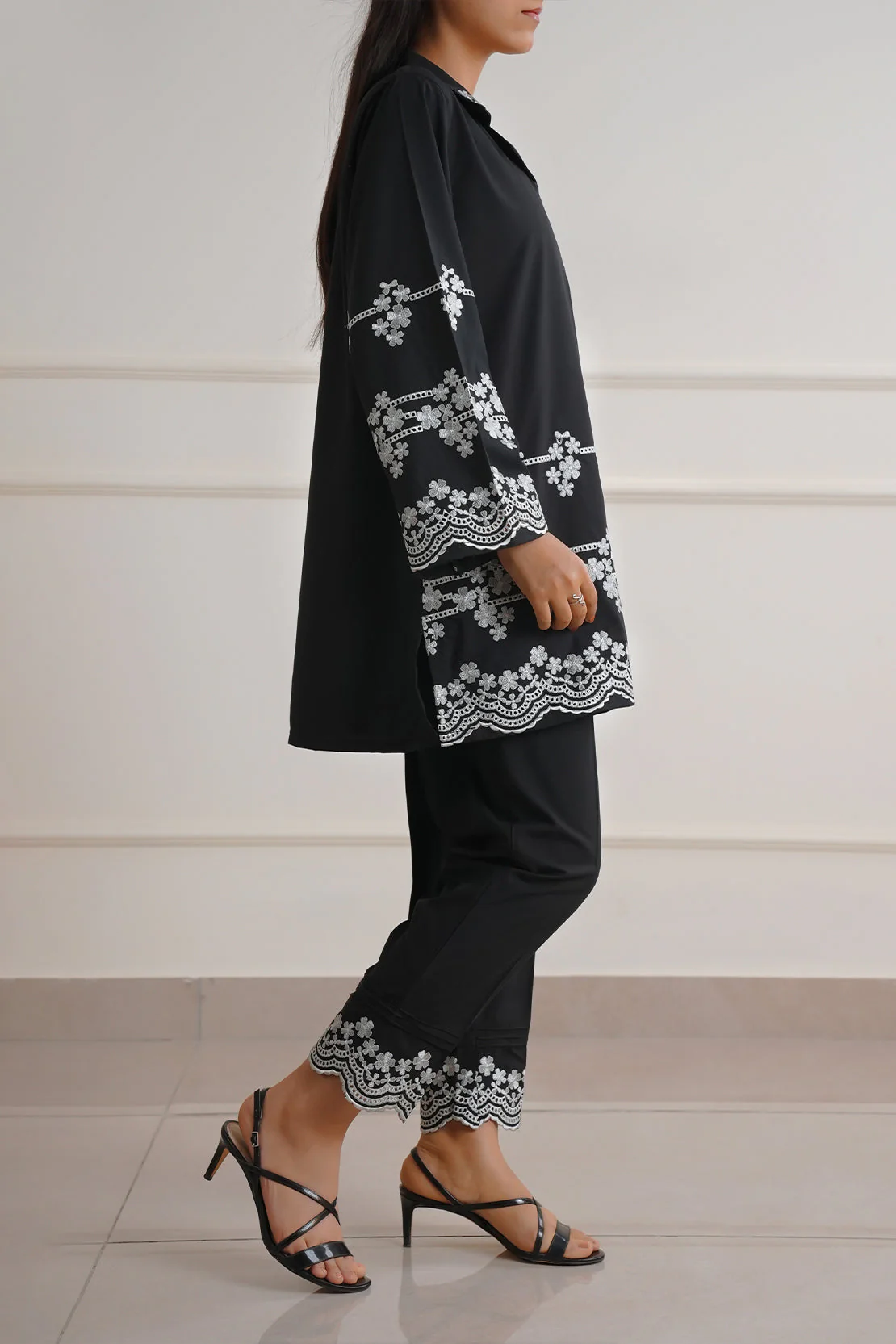 Solid Embroidered Polyester Stitched 2 Piece (Shirt/Trouser) - Image 4